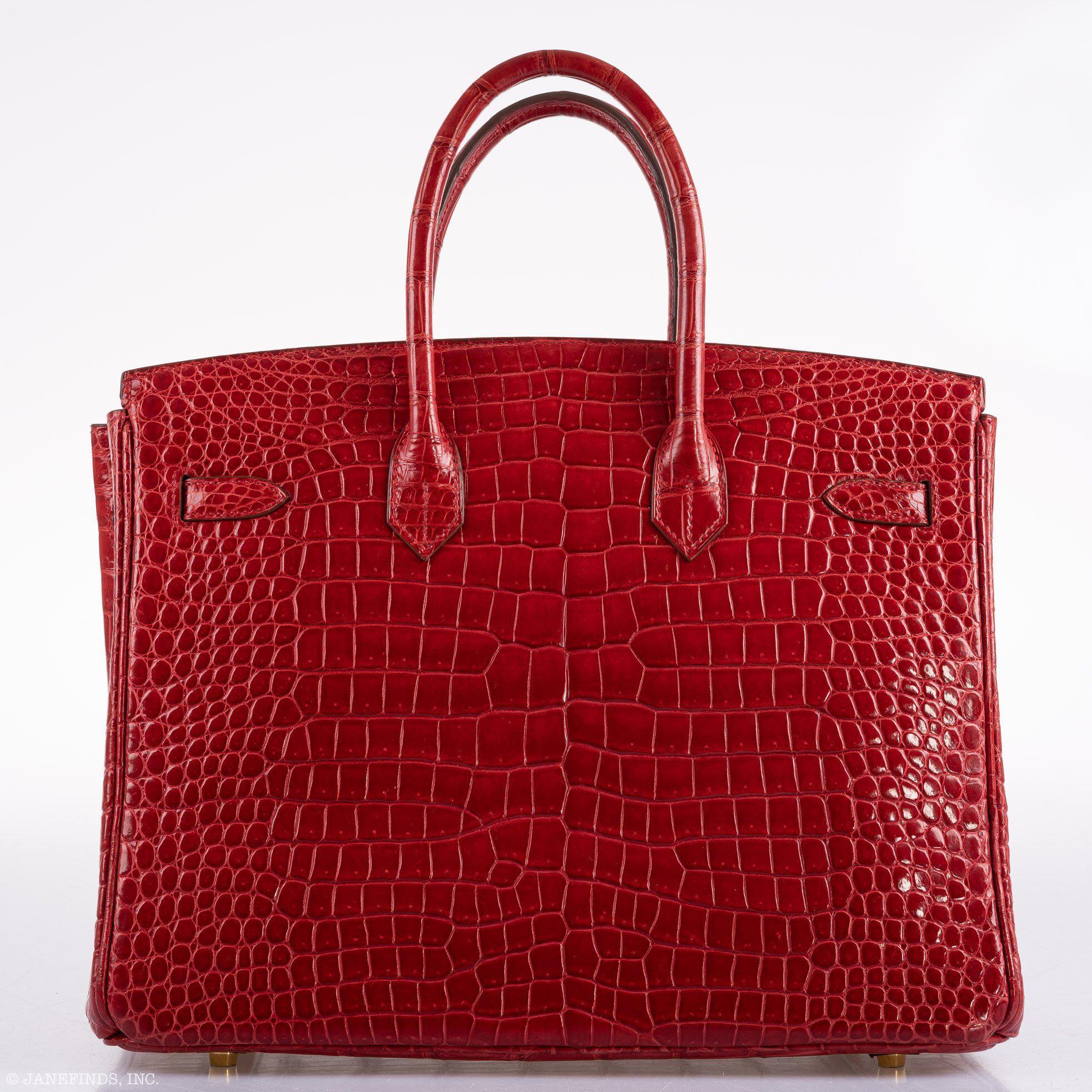 Hermès Birkin 35 Braise Porosus Crocodile with Gold Hardware - 2011, Square O