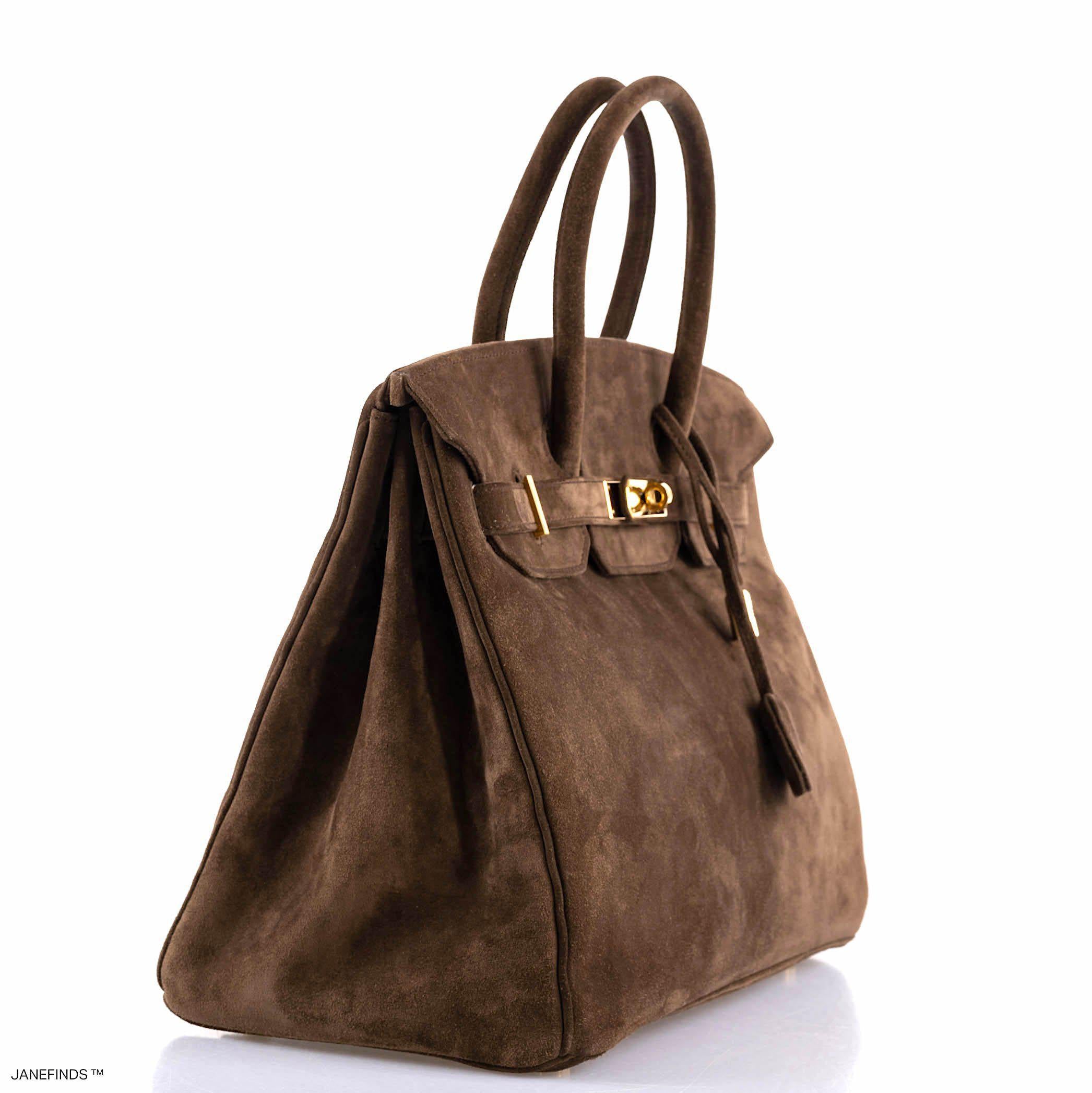 Hermès Birkin 35 Chocolate Veau Doblis Suede with Gold Hardware