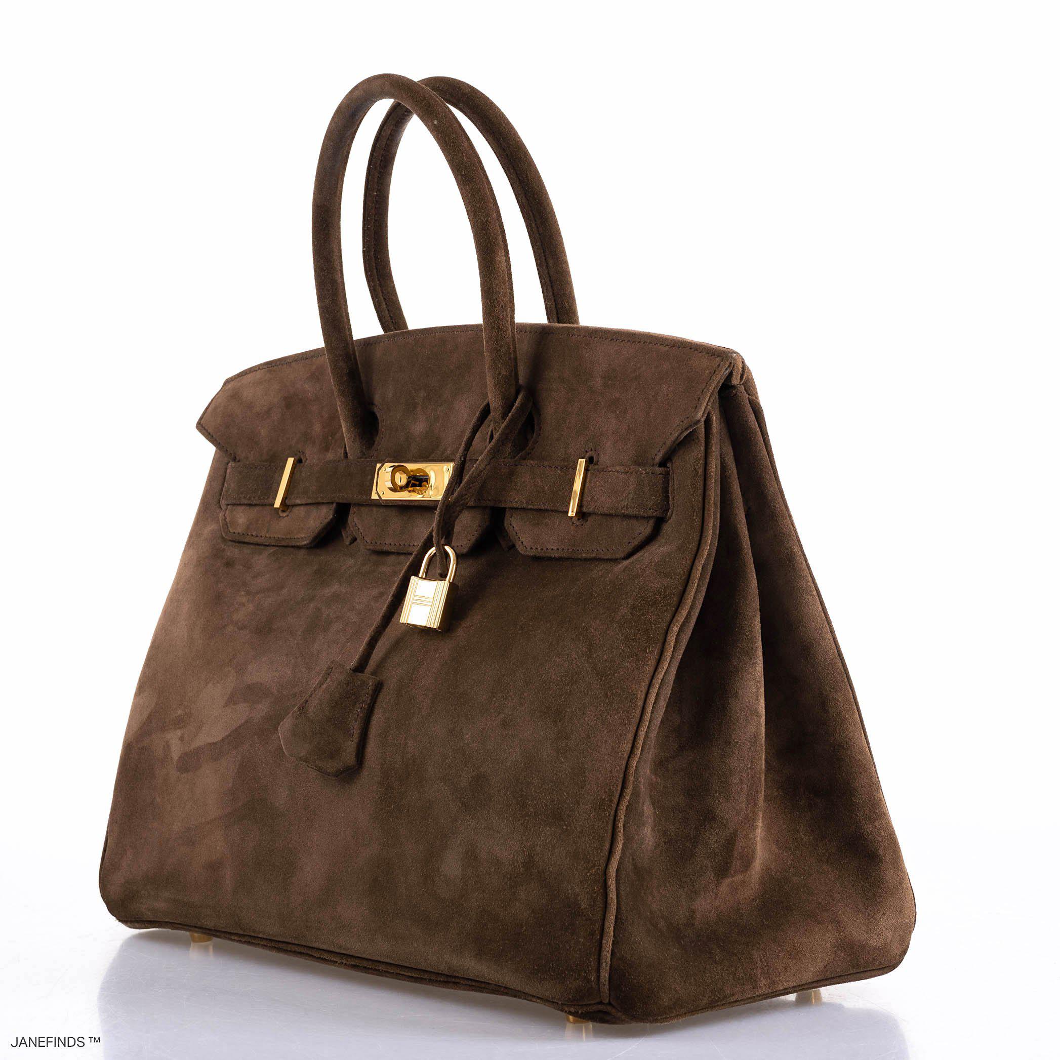 Hermès Birkin 35 Chocolate Veau Doblis Suede with Gold Hardware