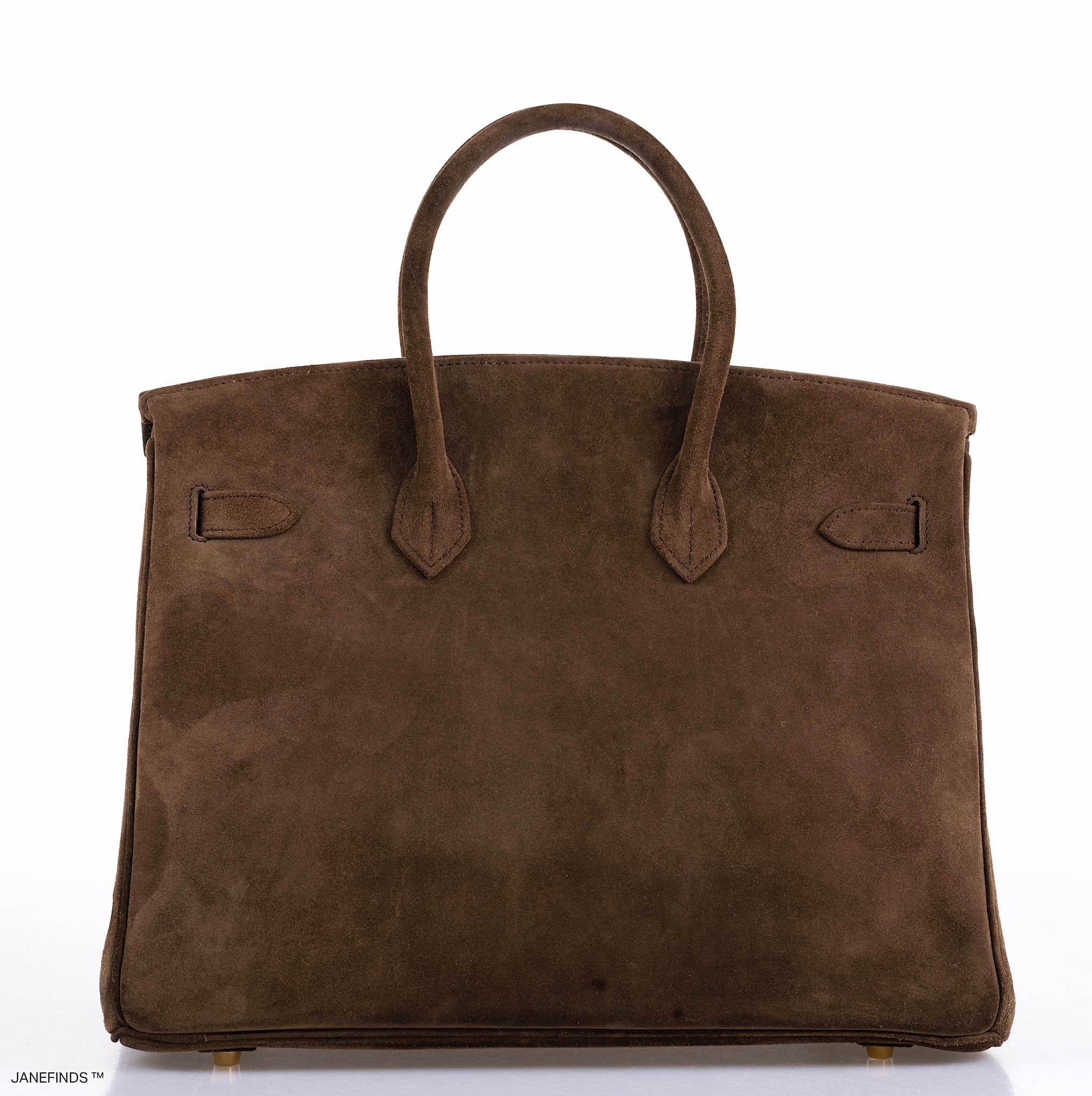 Hermès Birkin 35 Chocolate Veau Doblis Suede with Gold Hardware