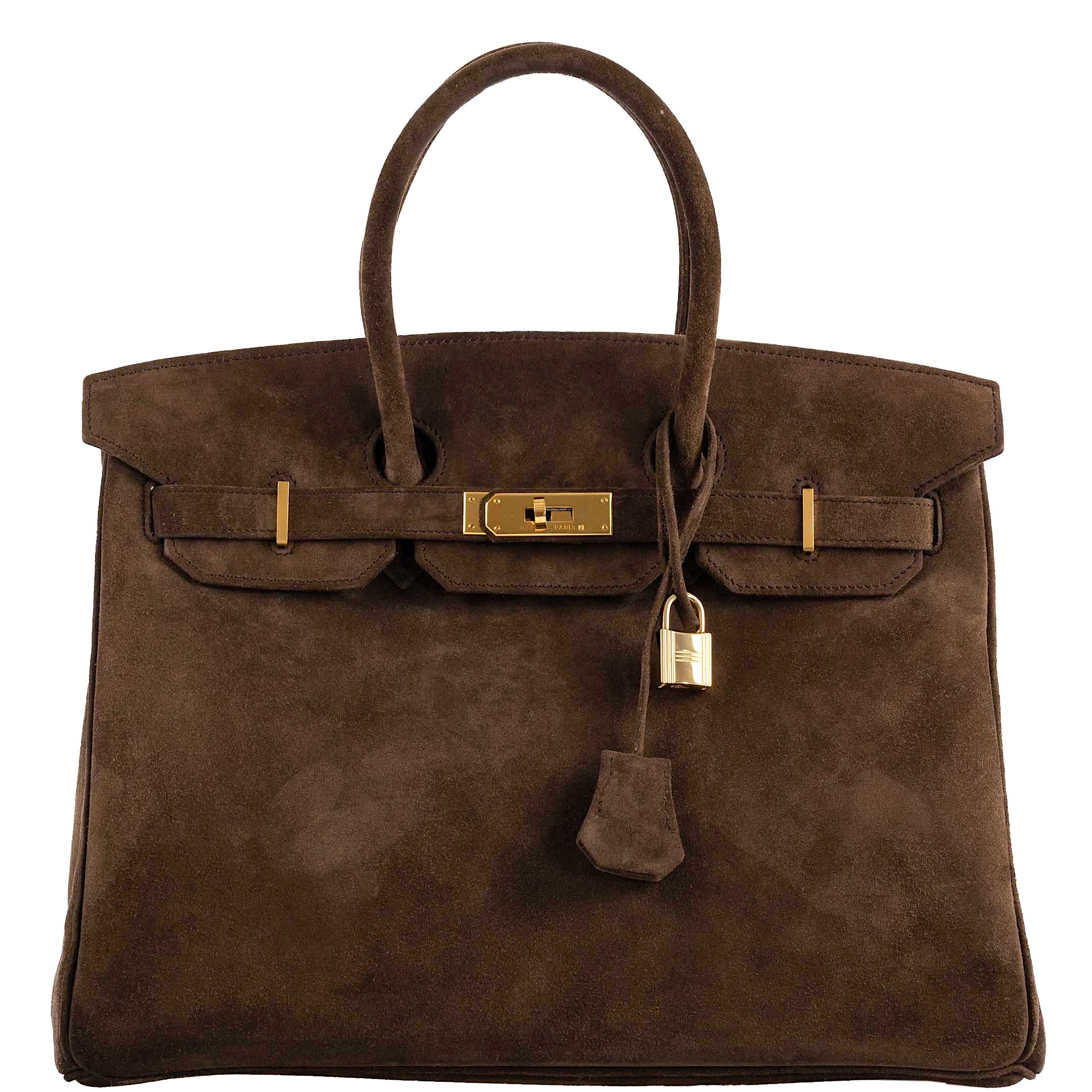 Hermès Birkin 35 Chocolate Veau Doblis Suede with Gold Hardware
