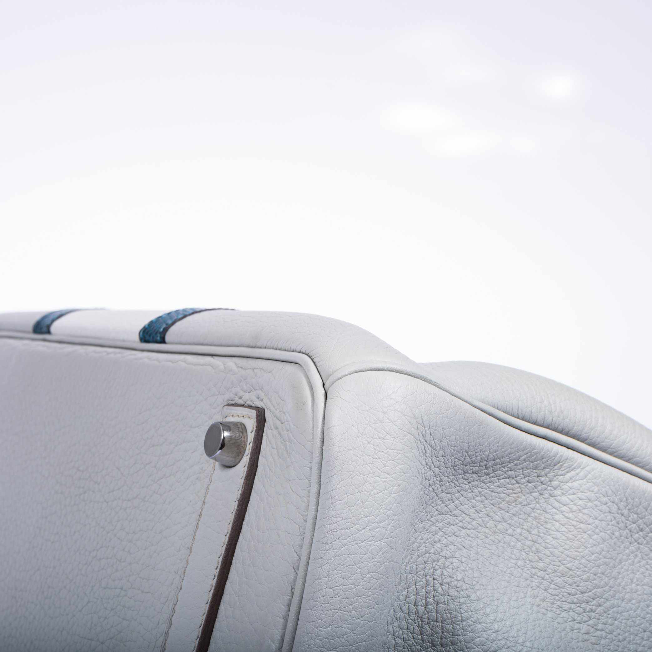 Hermès Birkin 35 Club Gris Perle & White Clemence Mykonos Lizard Palladium Hardware