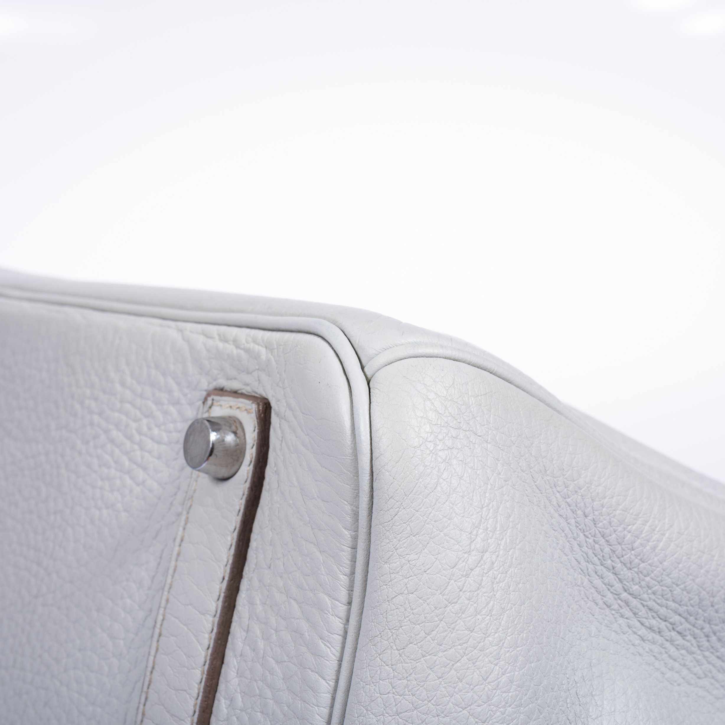 Hermès Birkin 35 Club Gris Perle & White Clemence Mykonos Lizard Palladium Hardware