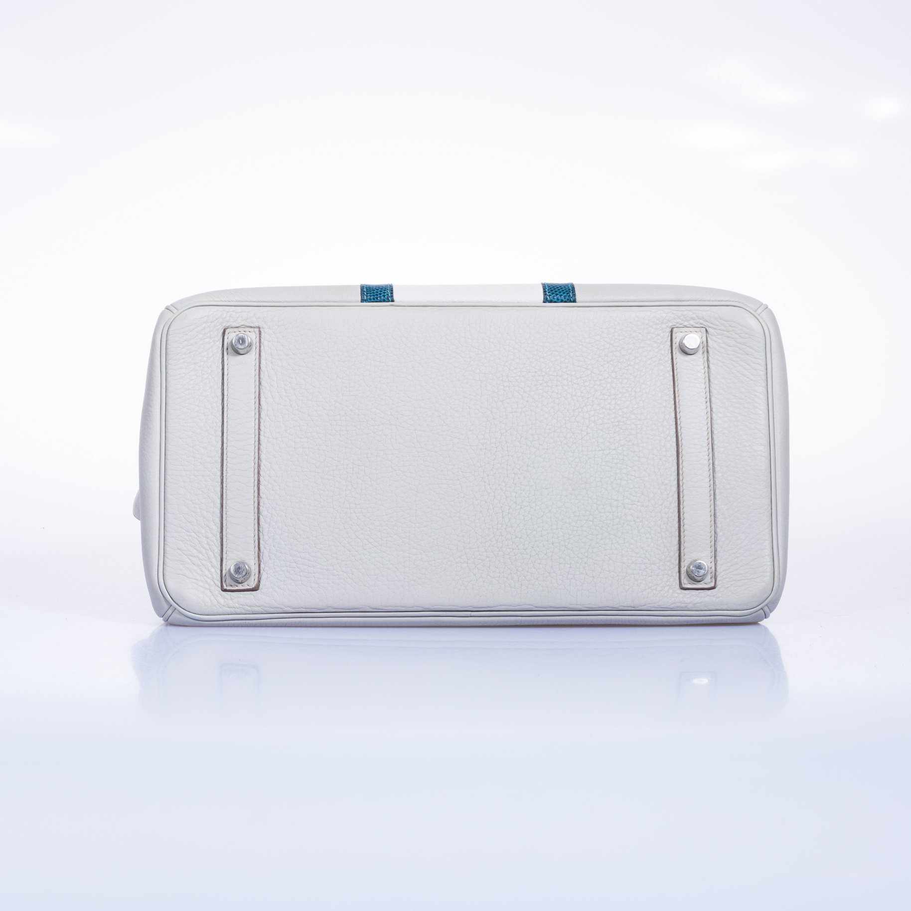 Hermès Birkin 35 Club Gris Perle & White Clemence Mykonos Lizard Palladium Hardware