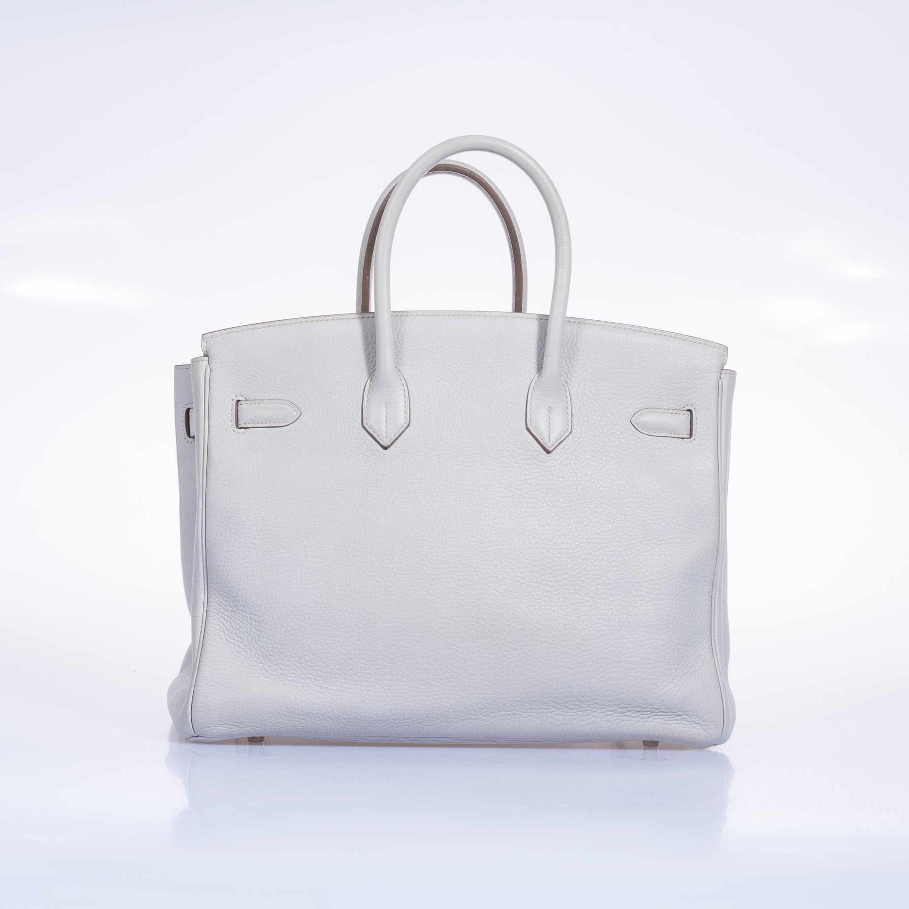 Hermès Birkin 35 Club Gris Perle & White Clemence Mykonos Lizard Palladium Hardware