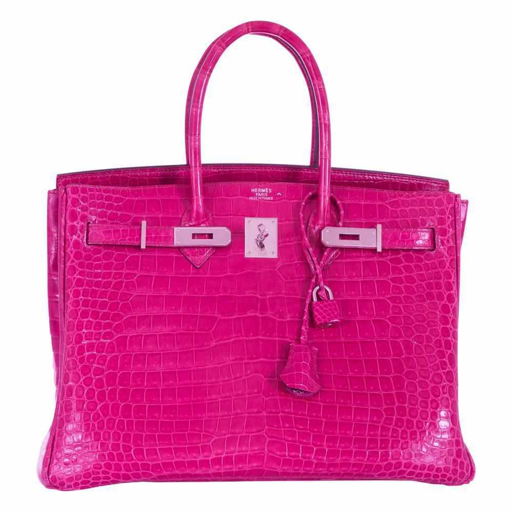 Hermes Birkin 35cm Crocodile Pink Fuchsia Palladium Hardware