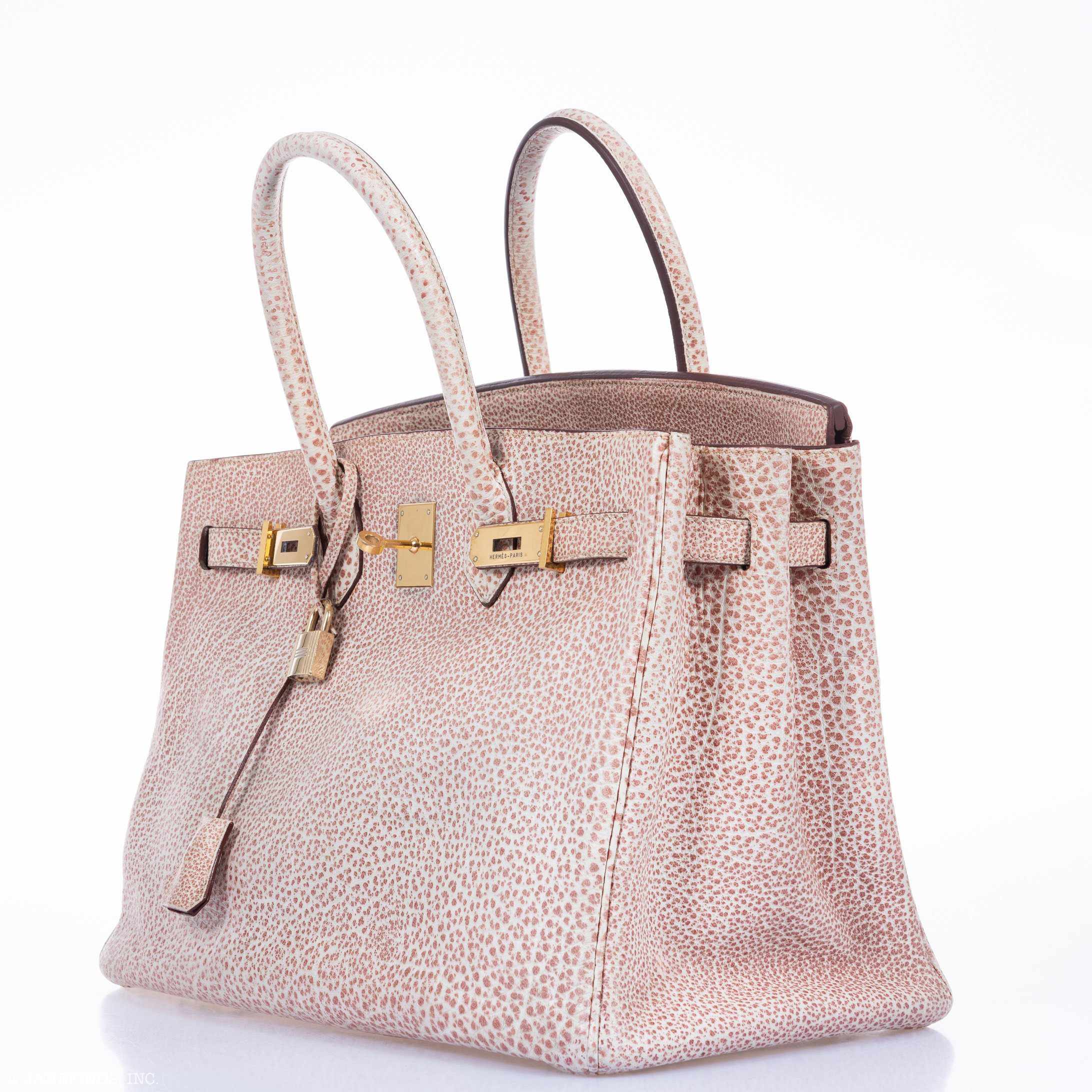 Hermès Birkin 35 Dalmatian Pink & White Buffalo Gold Hardware - Limited Edition