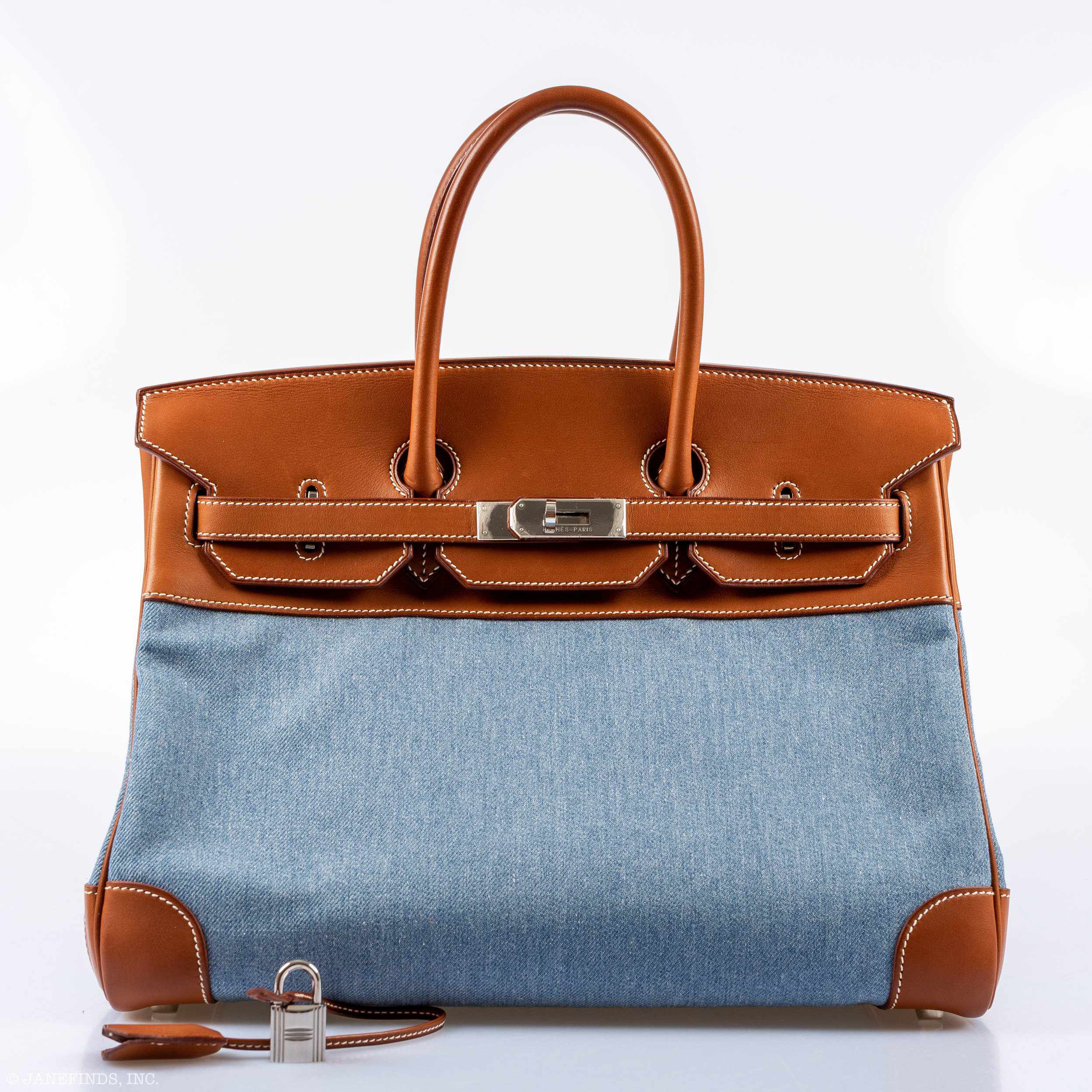 Hermès Birkin 35 Denim & Barenia Palladium Hardware - 2004