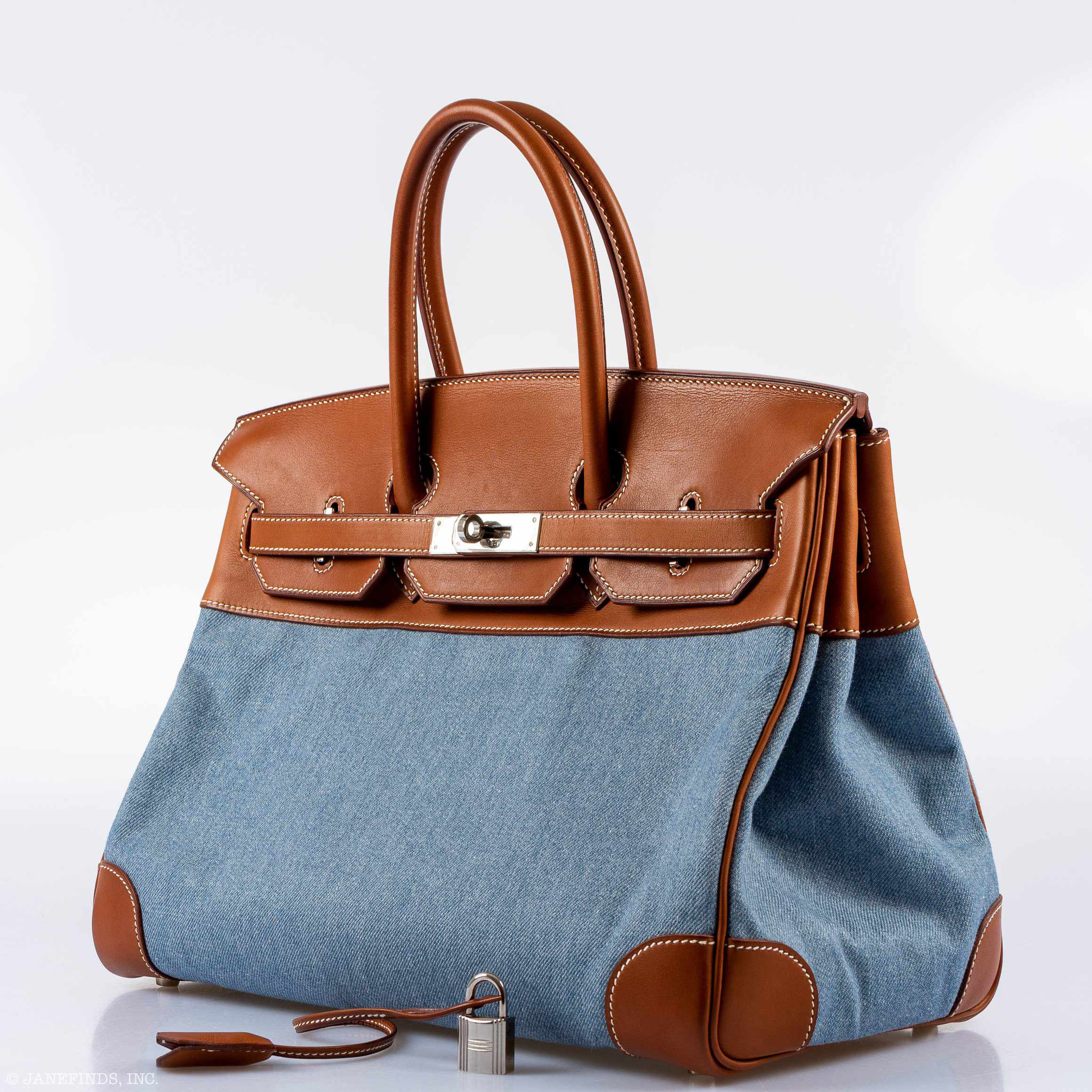 Hermès Birkin 35 Denim & Barenia Palladium Hardware - 2004