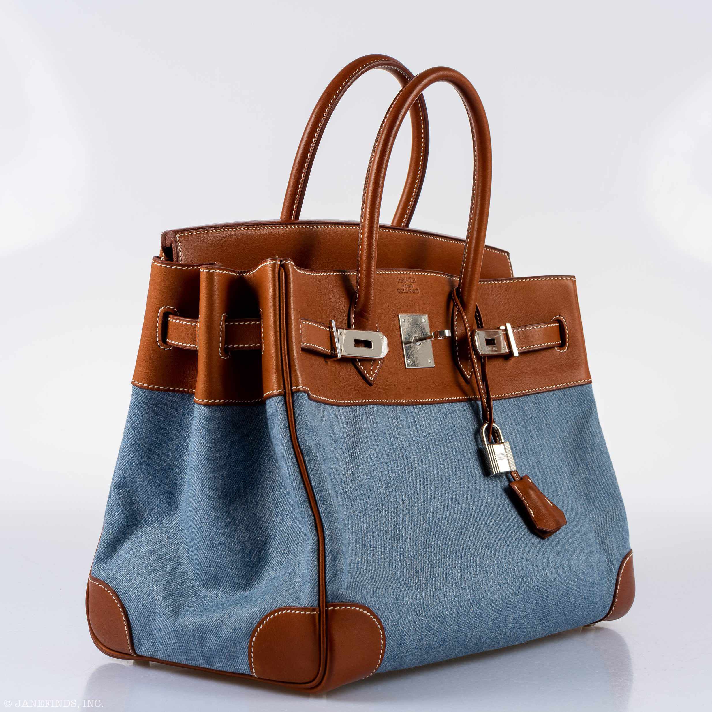 Hermès Birkin 35 Denim and Barenia Palladium Hardware