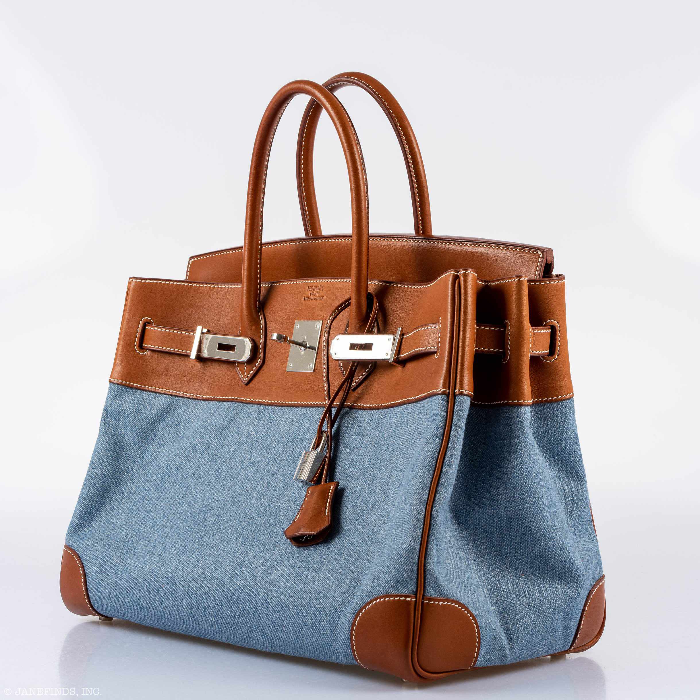 Hermès Birkin 35 Denim and Barenia Palladium Hardware
