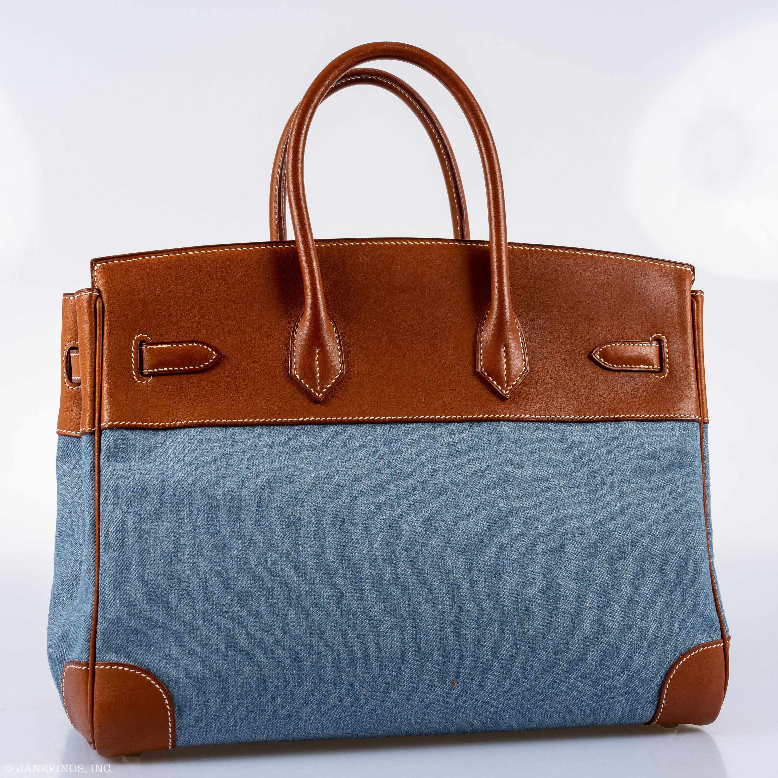 Hermès Birkin 35 Denim and Barenia Palladium Hardware