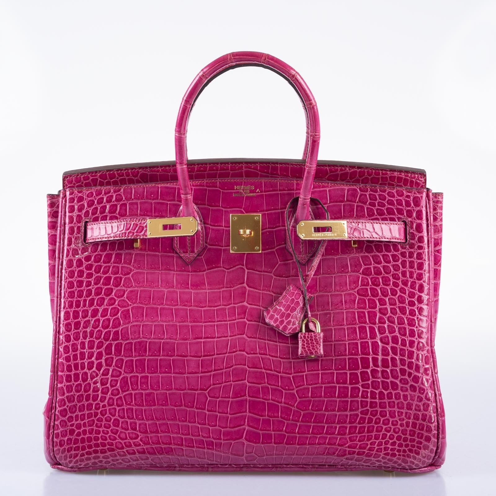 Hermès Birkin 35 Fuchsia Porosus Crocodile with Gold Hardware