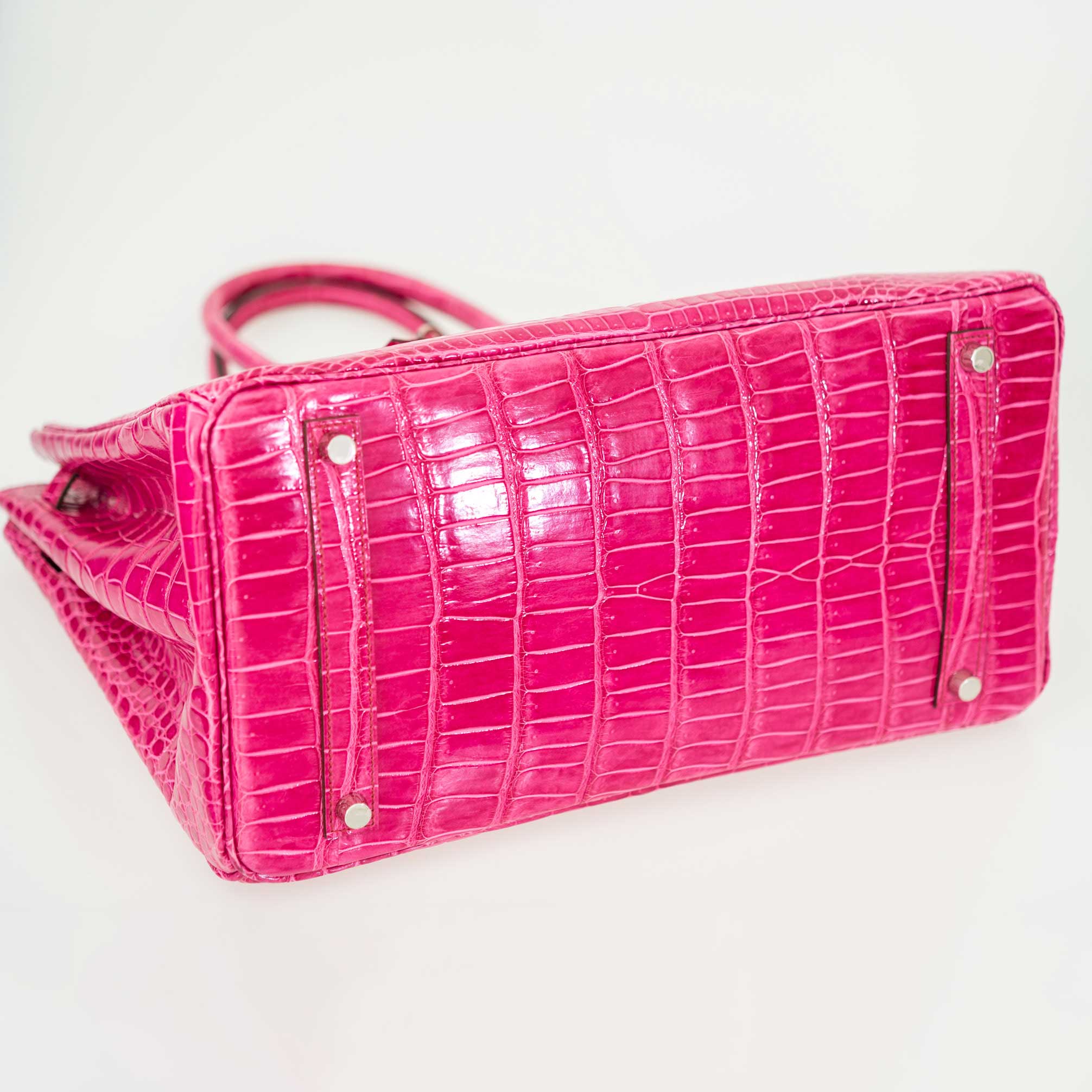 Hermès Birkin 35 Fuchsia Porosus Crocodile with Palladium Hardware - 2011, O Square