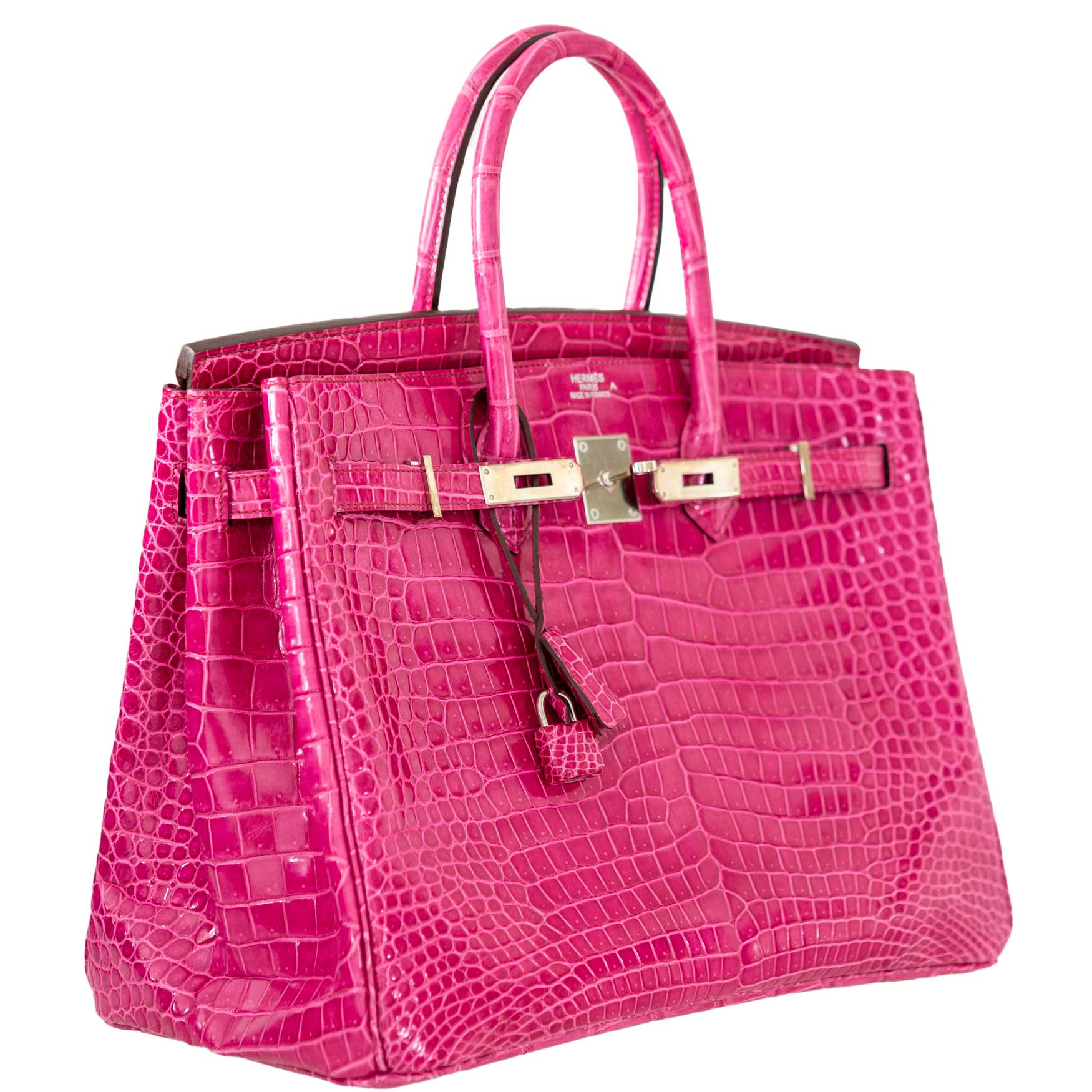 Hermès Birkin 35 Fuchsia Porosus Crocodile with Palladium Hardware - 2011, O Square