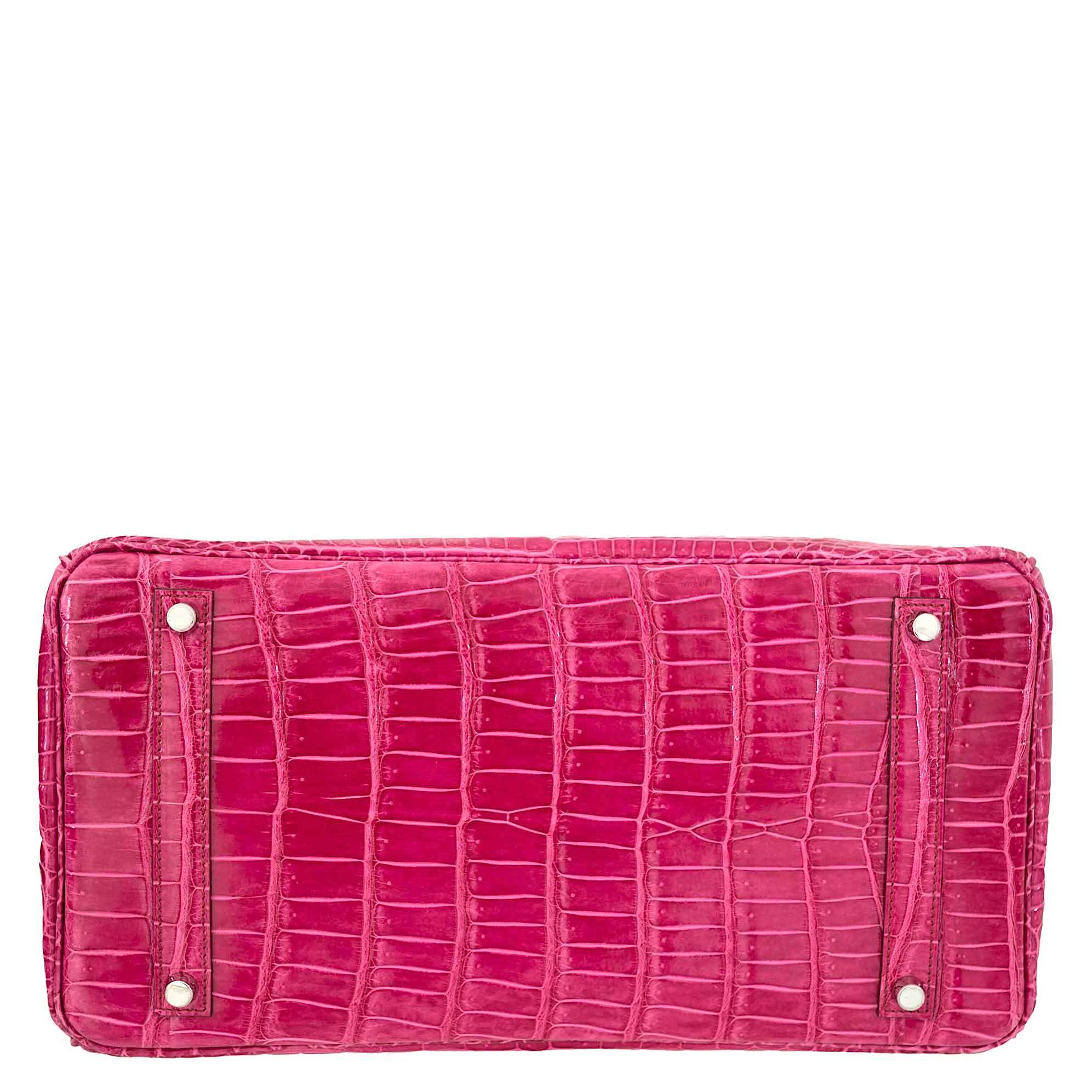 Hermès Birkin 35 Fuchsia Porosus Crocodile with Palladium Hardware - 2011, O Square