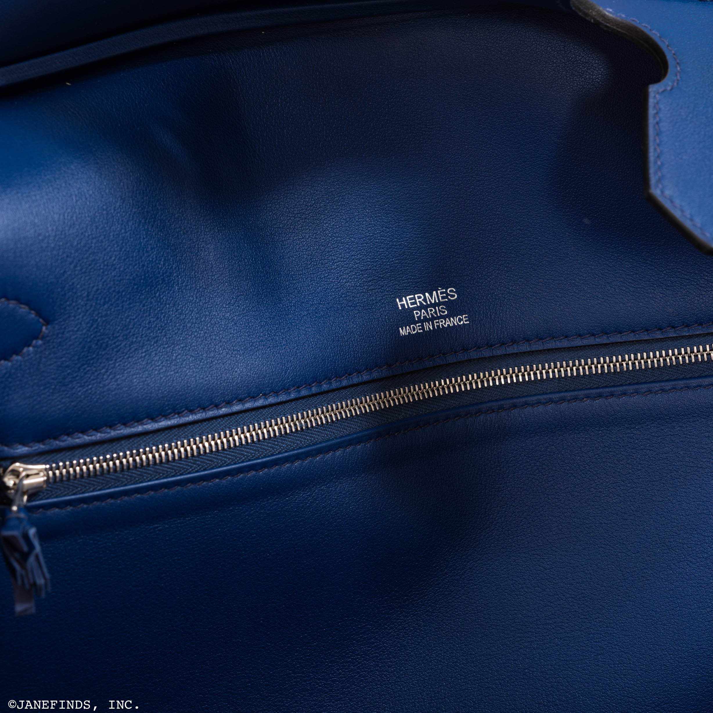 Hermès Birkin 35 Ghillies Bleu Saphir Swift Leather & Toile Palladium Hardware
