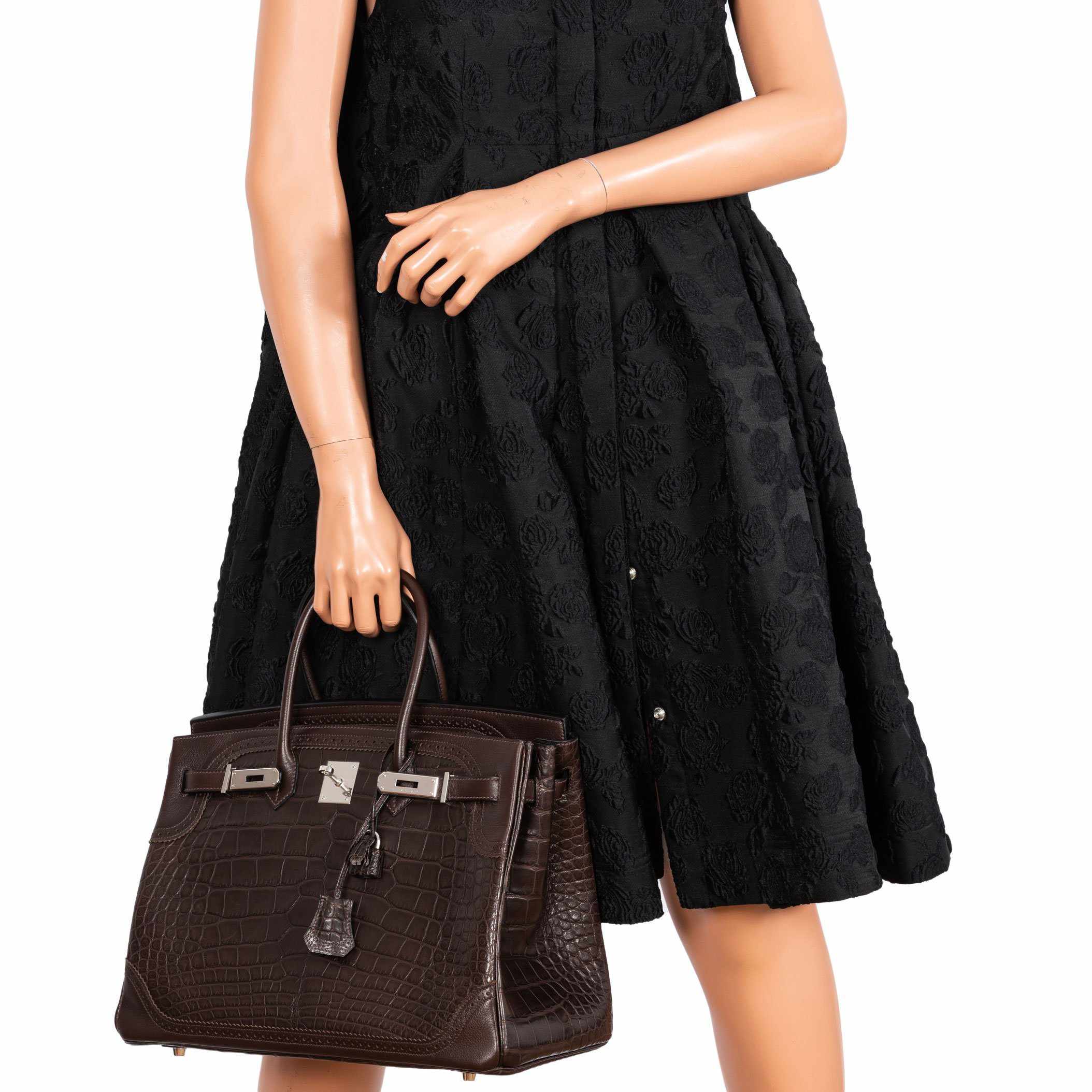 Hermès Birkin 35 Ghillies Matte Ébène Alligator Palladium Hardware