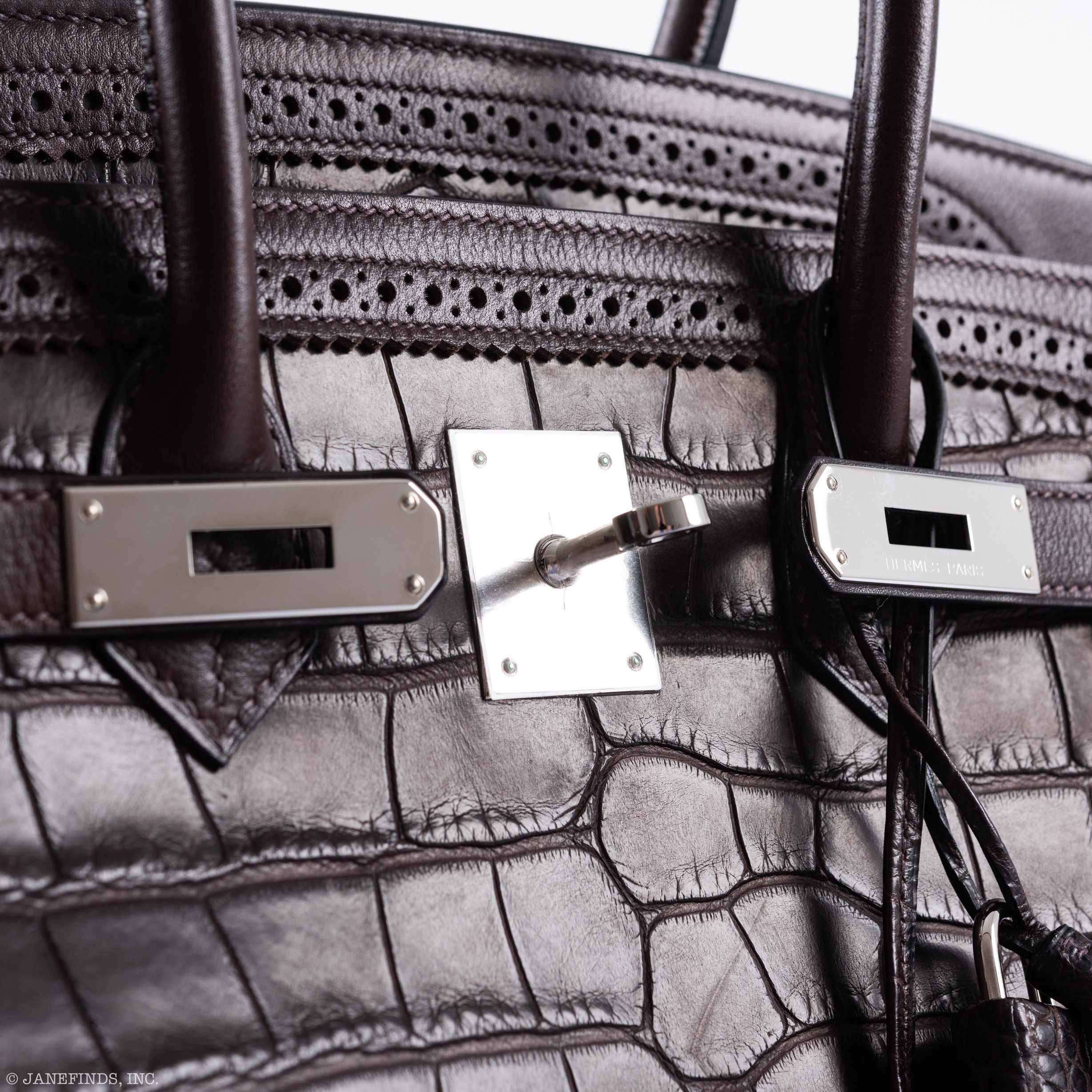 Hermès Birkin 35 Ghillies Matte Ébène Alligator Palladium Hardware