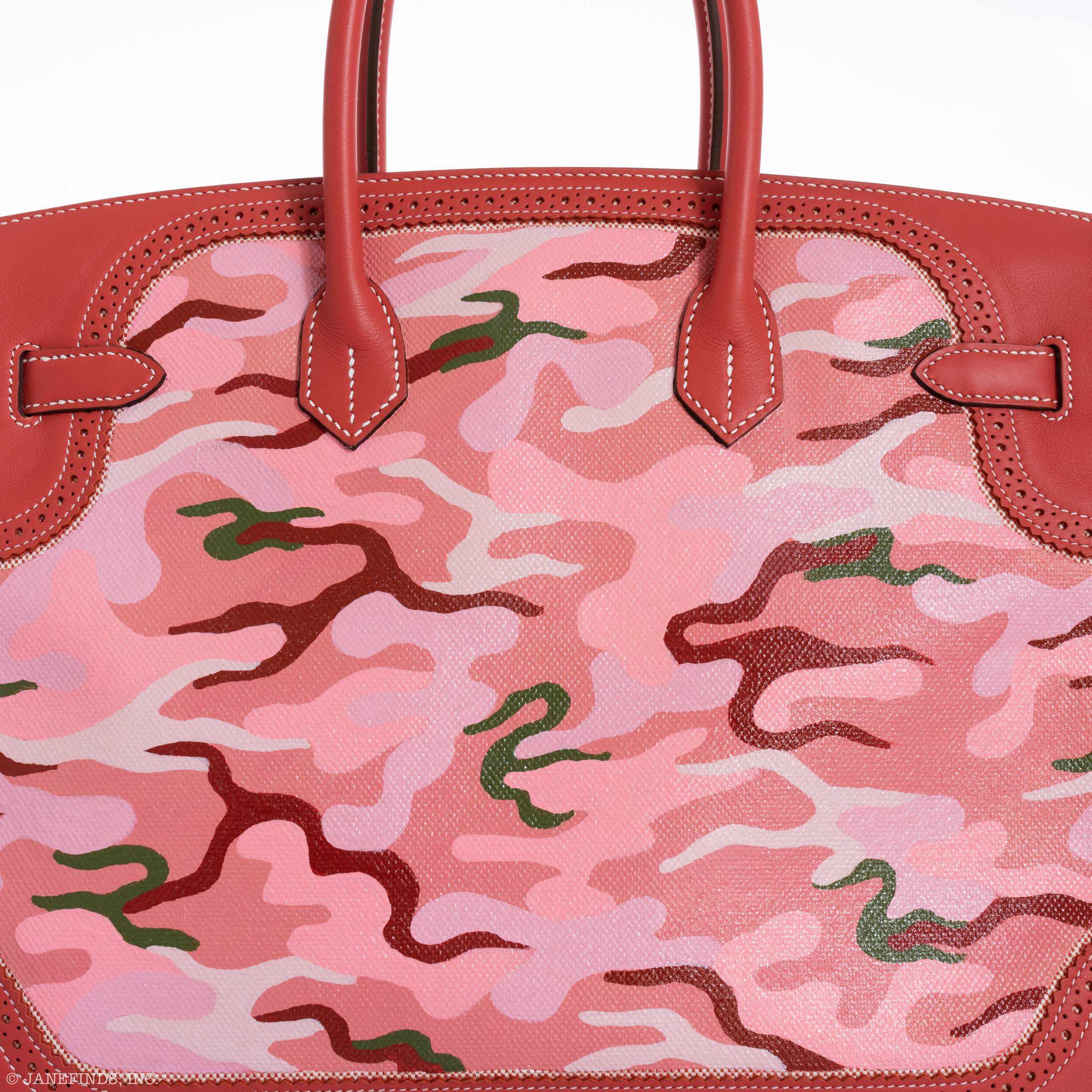 Hermès Birkin 35 Ghillies Sanguine Swift Toile "Cowgirl Camo" * JaneFinds Custom Shop