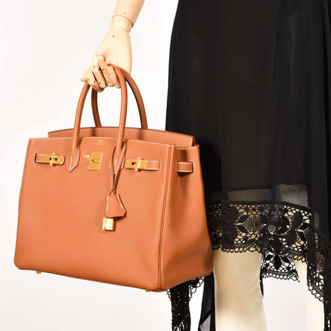 Hermès Birkin 35 Gold Verso Geranium Togo Gold Hardware