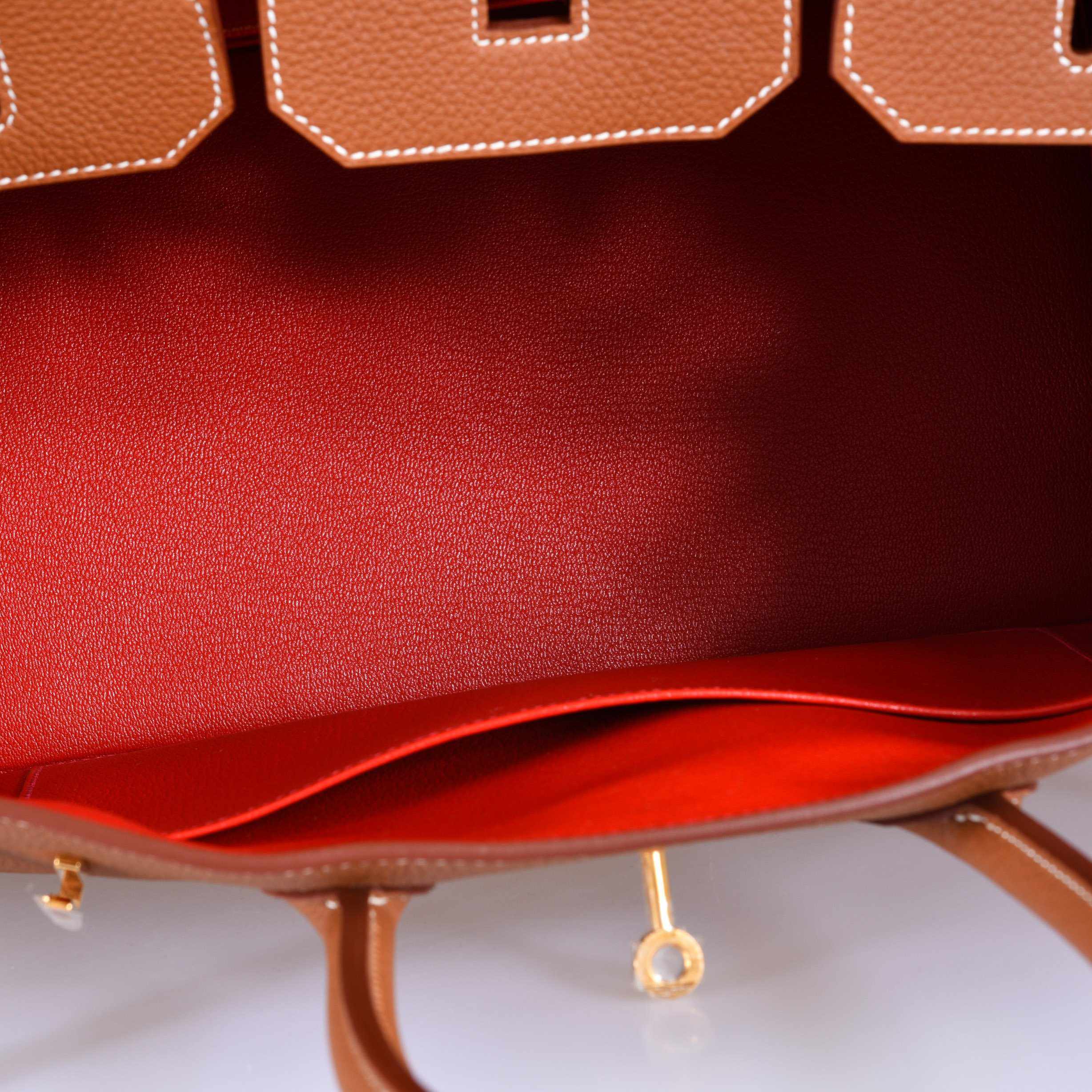 Hermès Birkin 35 Gold Verso Geranium Togo Gold Hardware