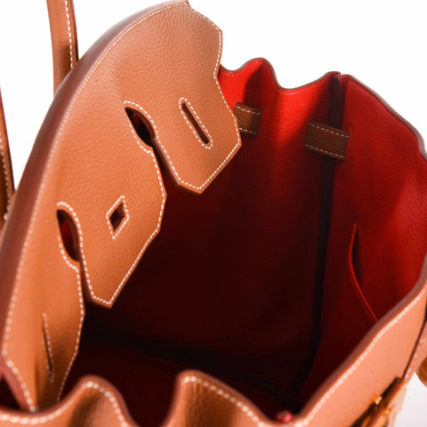 Hermès Birkin 35 Gold Verso Geranium Togo Gold Hardware