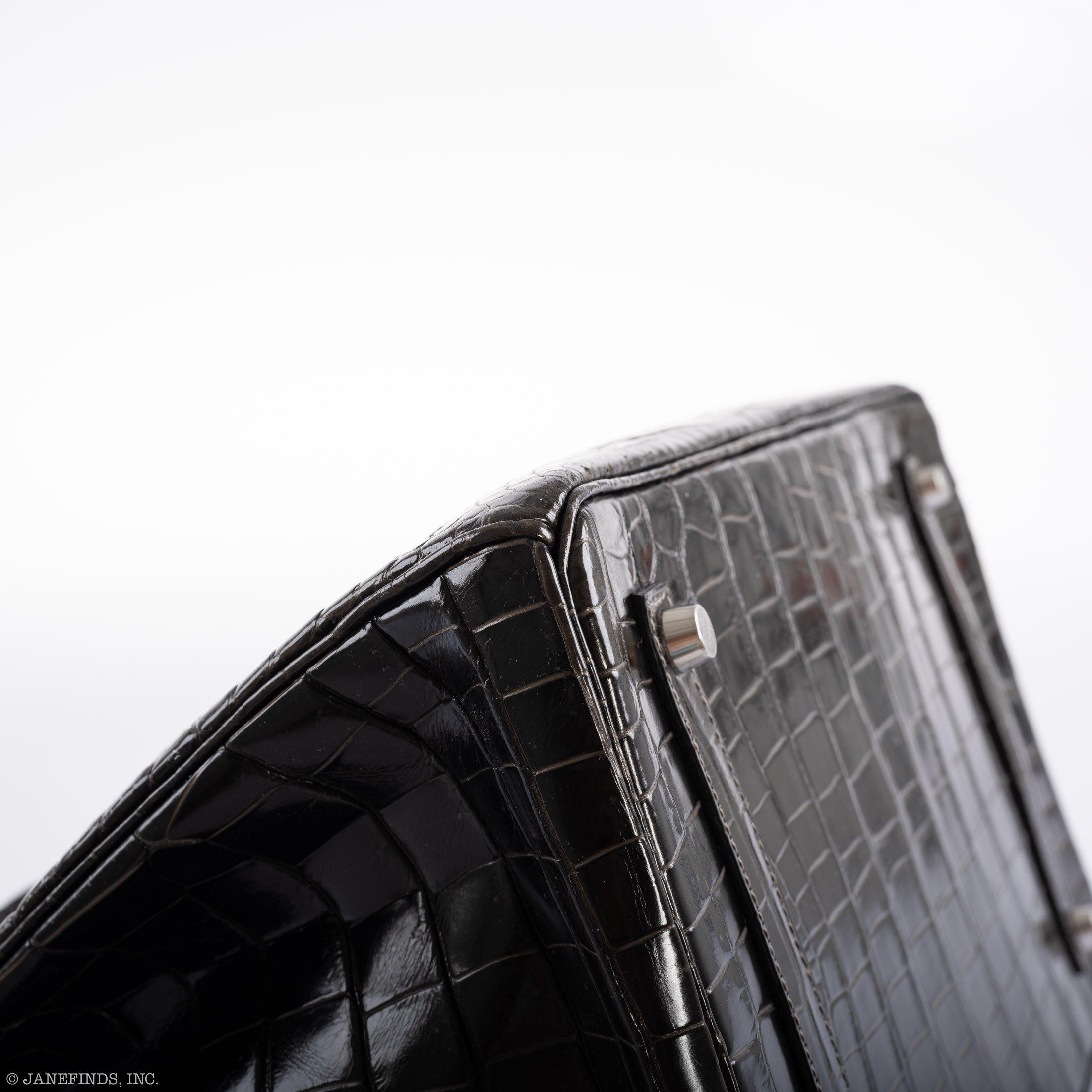 Hermès Birkin 35 Graphite Porosus Crocodile with Palladium Hardware