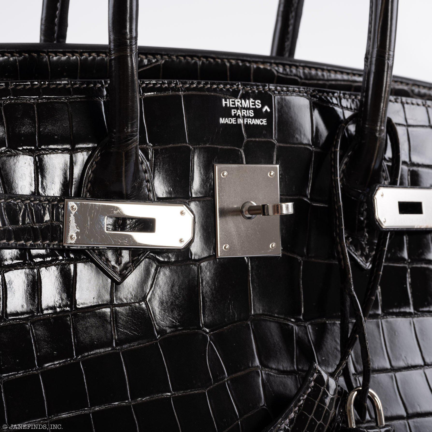 Hermès Birkin 35 Graphite Porosus Crocodile with Palladium Hardware