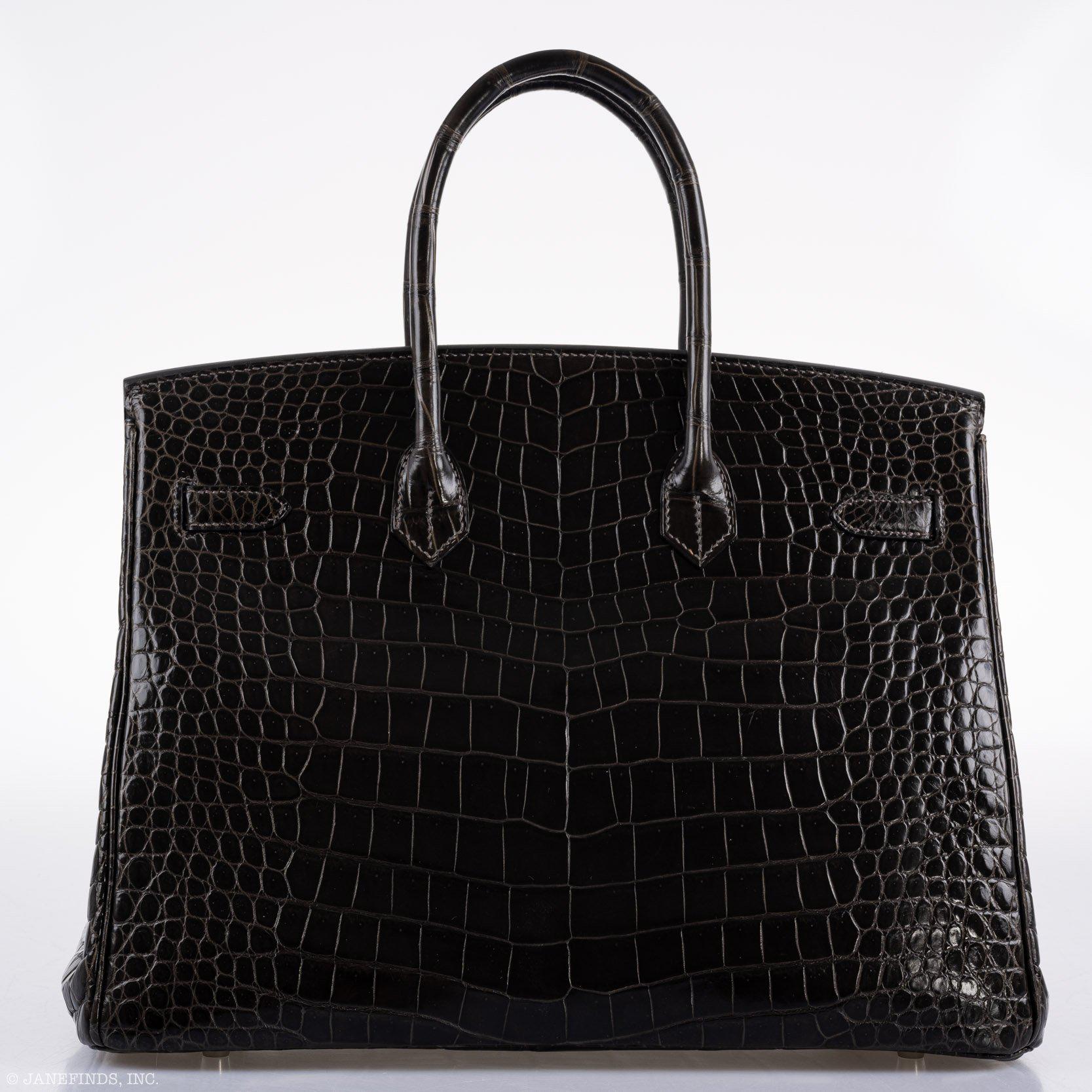 Hermès Birkin 35 Graphite Porosus Crocodile with Palladium Hardware