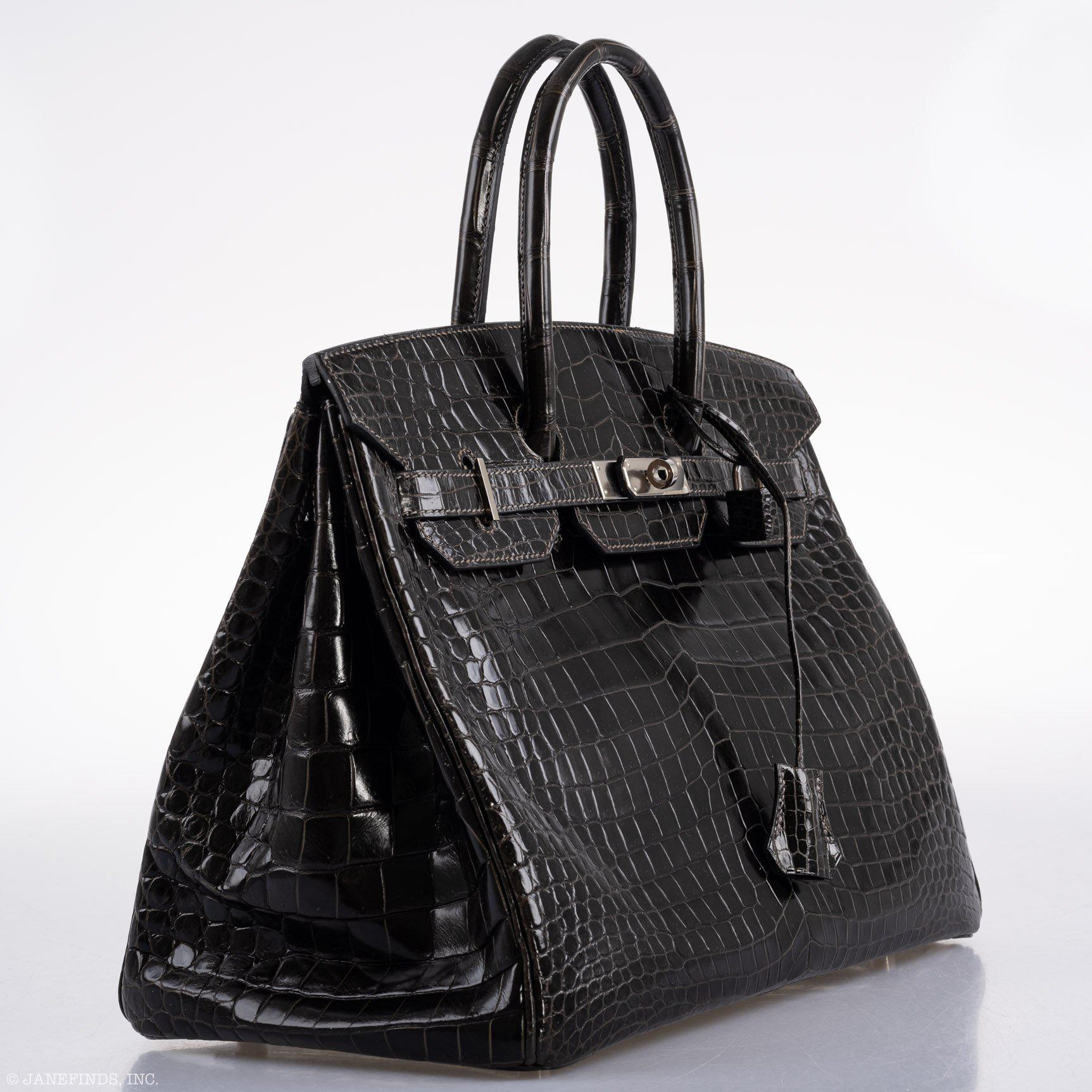 Hermès Birkin 35 Graphite Porosus Crocodile with Palladium Hardware