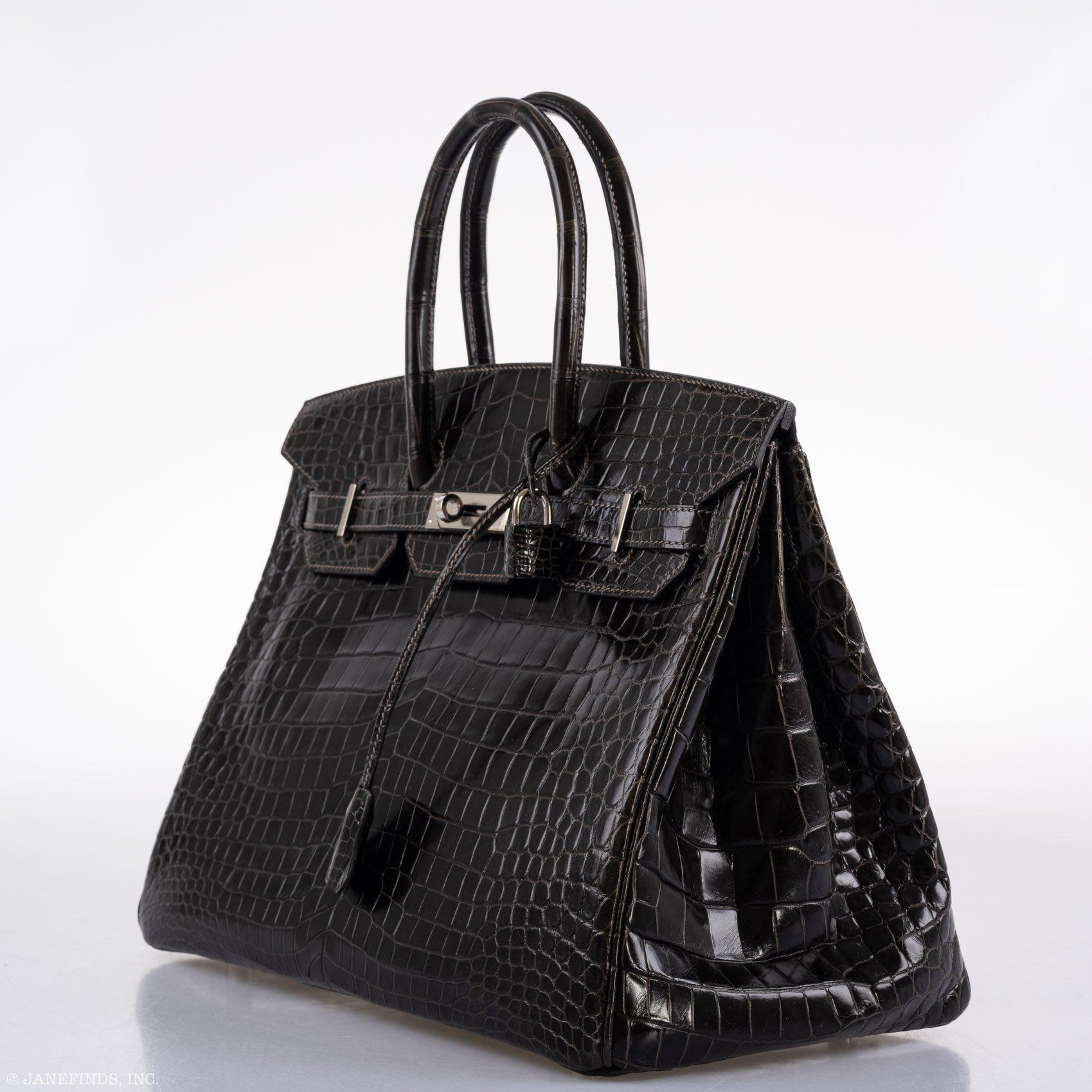Hermès Birkin 35 Graphite Porosus Crocodile with Palladium Hardware