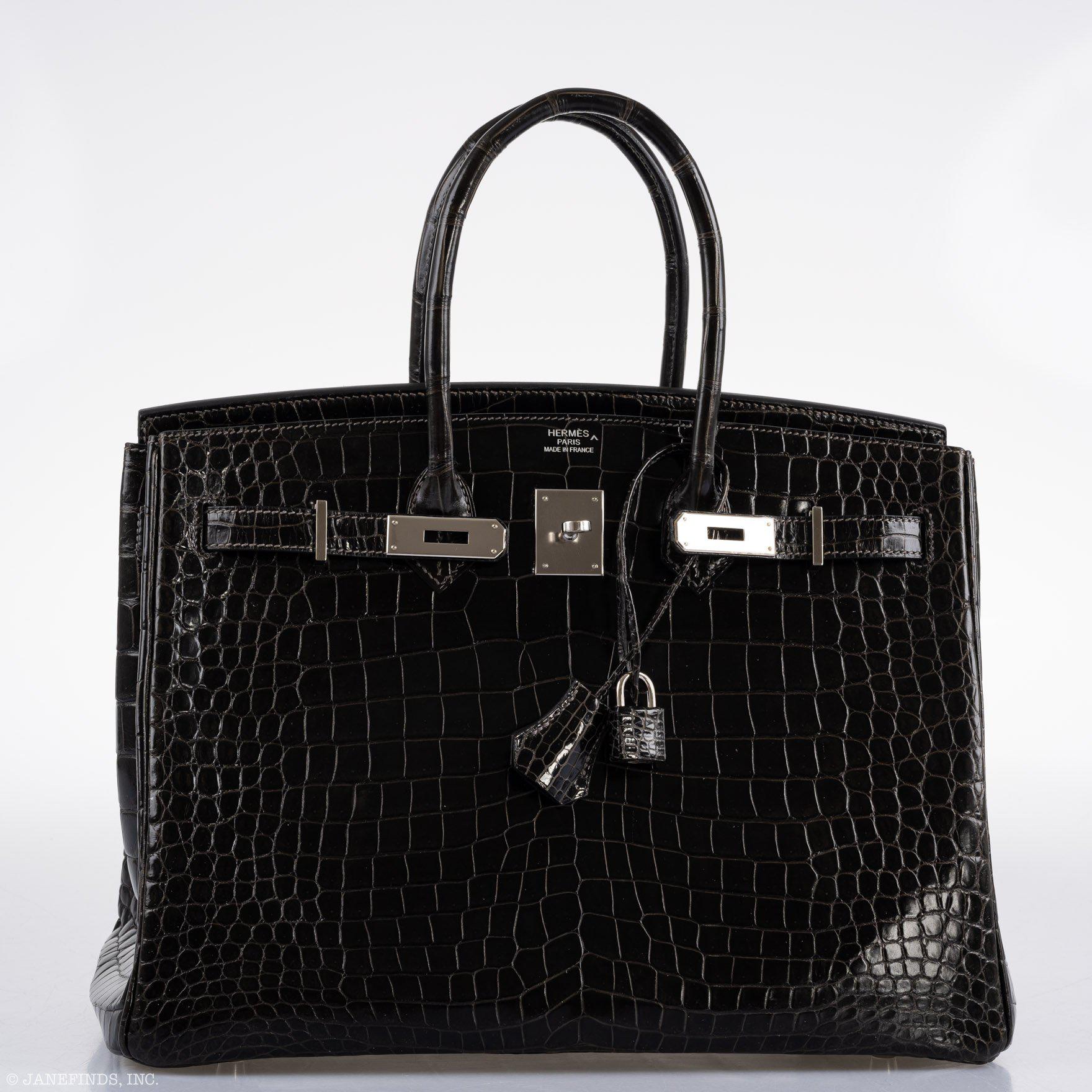 Hermès Birkin 35 Graphite Porosus Crocodile with Palladium Hardware