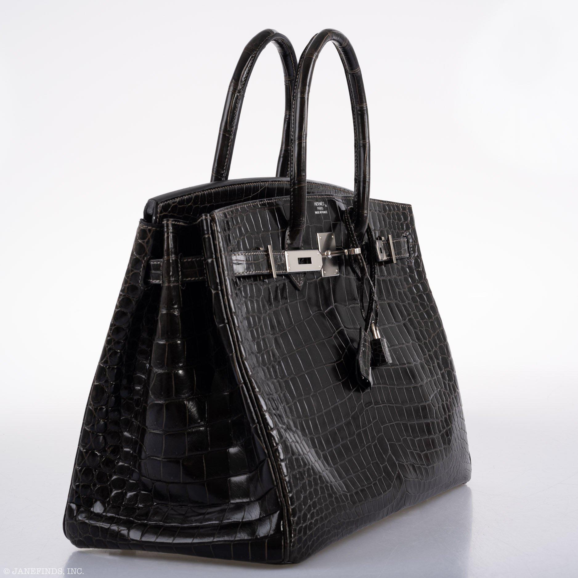 Hermès Birkin 35 Graphite Porosus Crocodile with Palladium Hardware