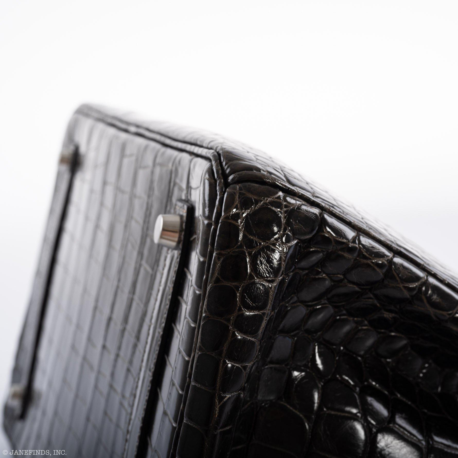 Hermès Birkin 35 Graphite Porosus Crocodile with Palladium Hardware