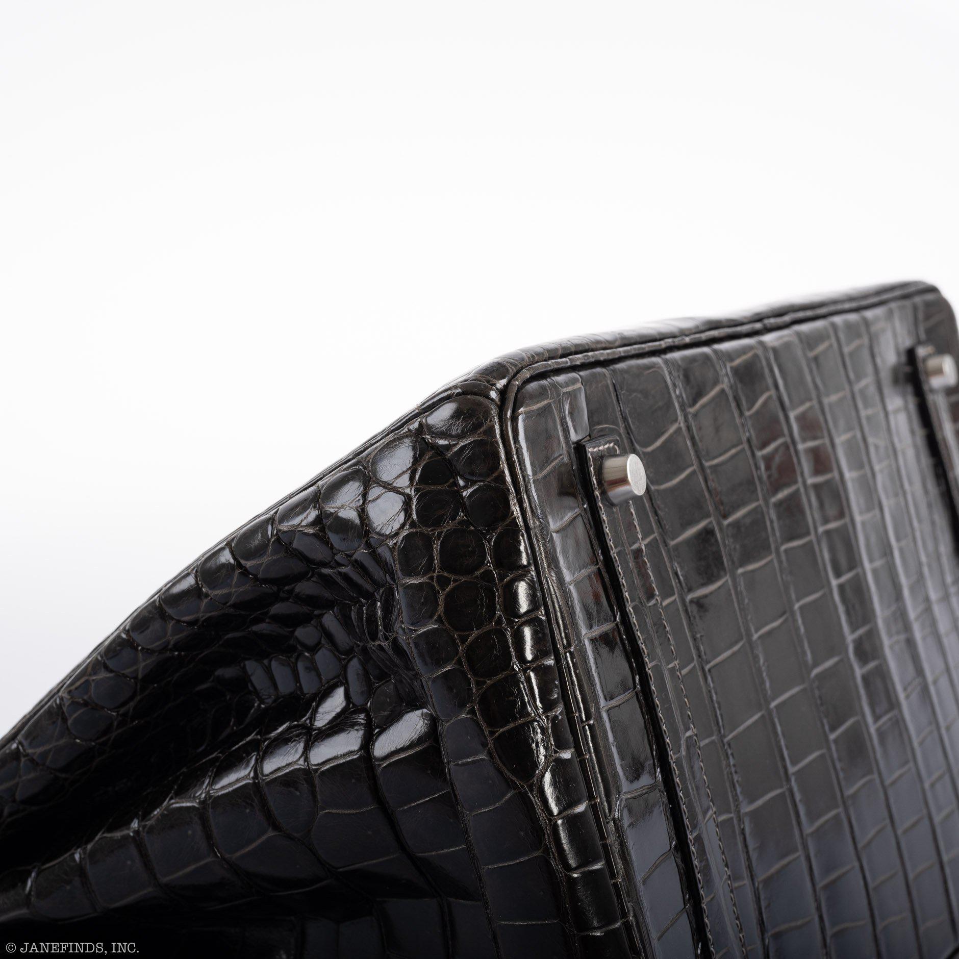 Hermès Birkin 35 Graphite Porosus Crocodile with Palladium Hardware