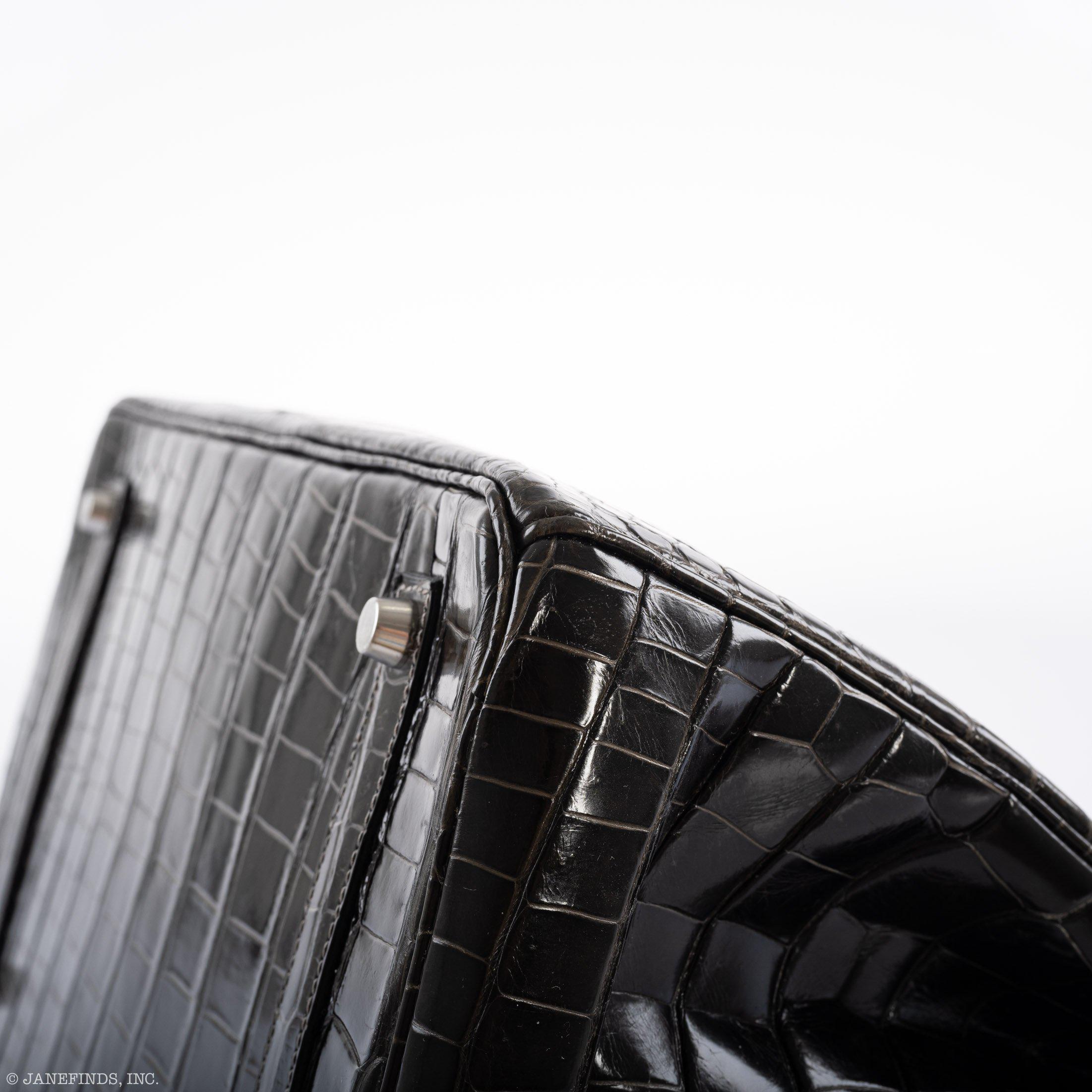 Hermès Birkin 35 Graphite Porosus Crocodile with Palladium Hardware