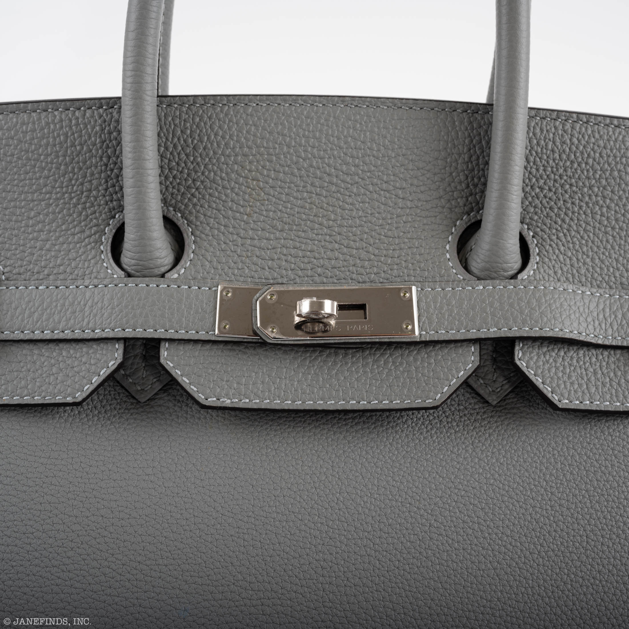 Hermès Birkin 35 Gris Mouette Verso Blue Agate Togo Palladium Hardware - 2016, X
