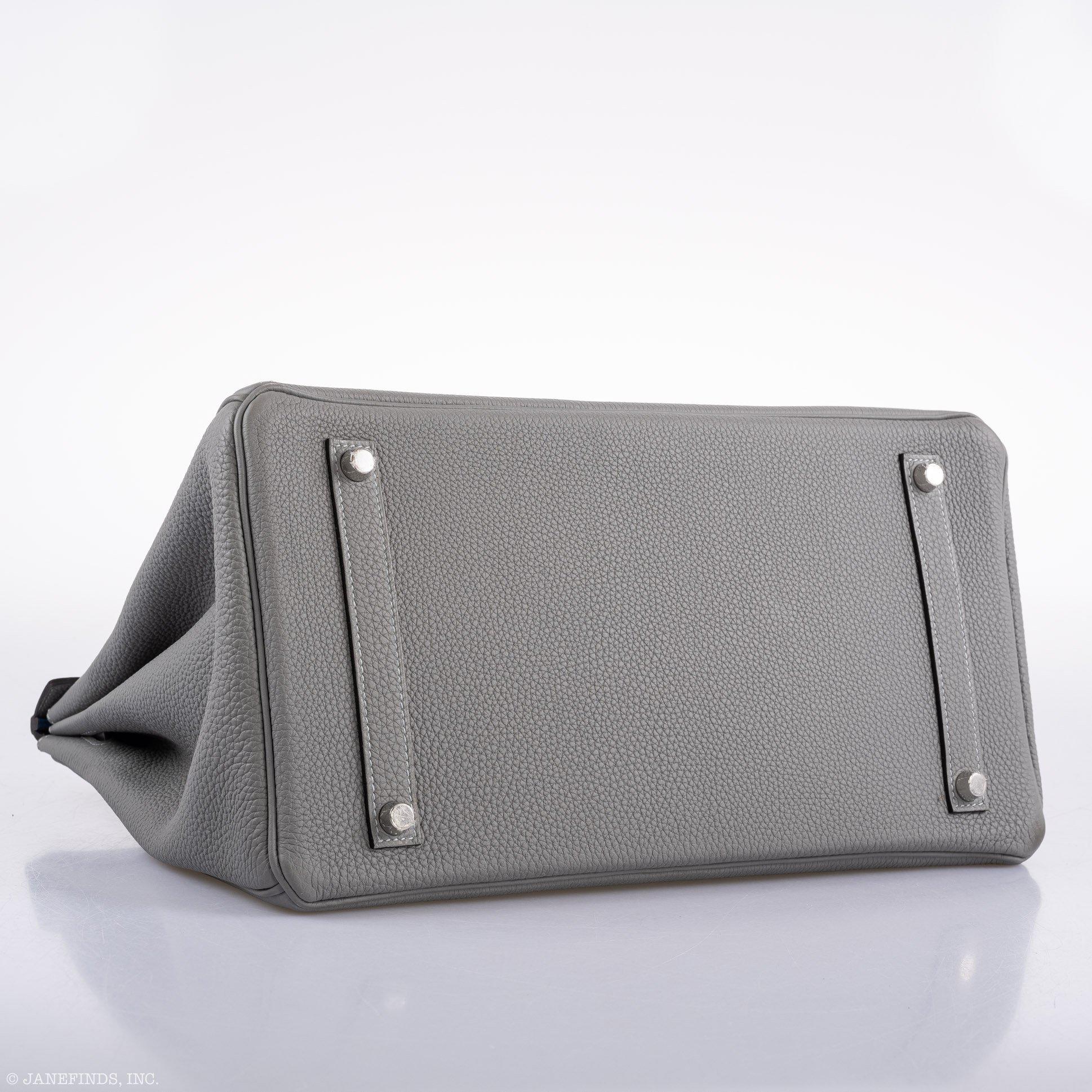 Hermès Birkin 35 Gris Mouette Verso Blue Agate Togo Palladium Hardware - 2016, X