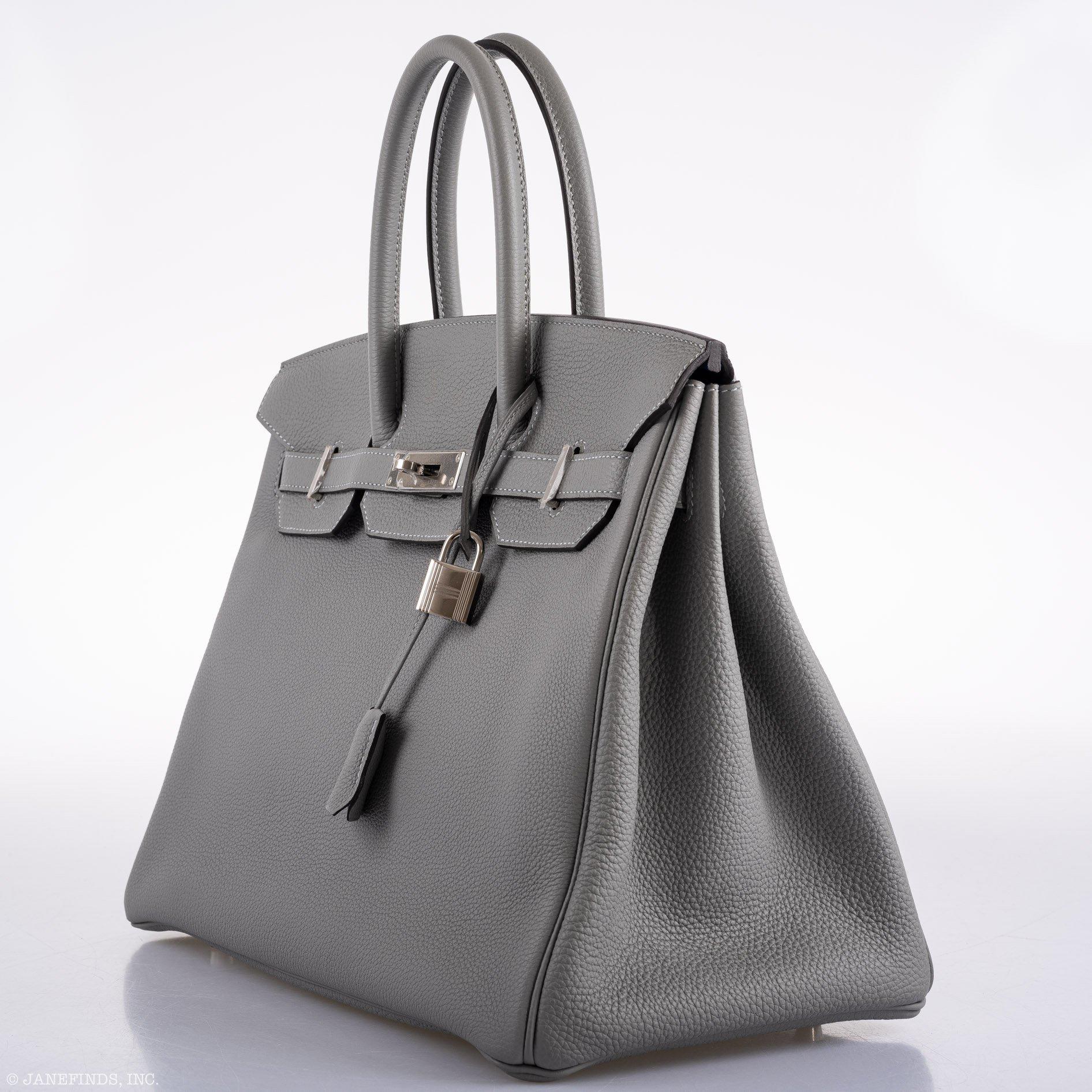 Hermès Birkin 35 Gris Mouette Verso Blue Agate Togo Palladium Hardware - 2016, X