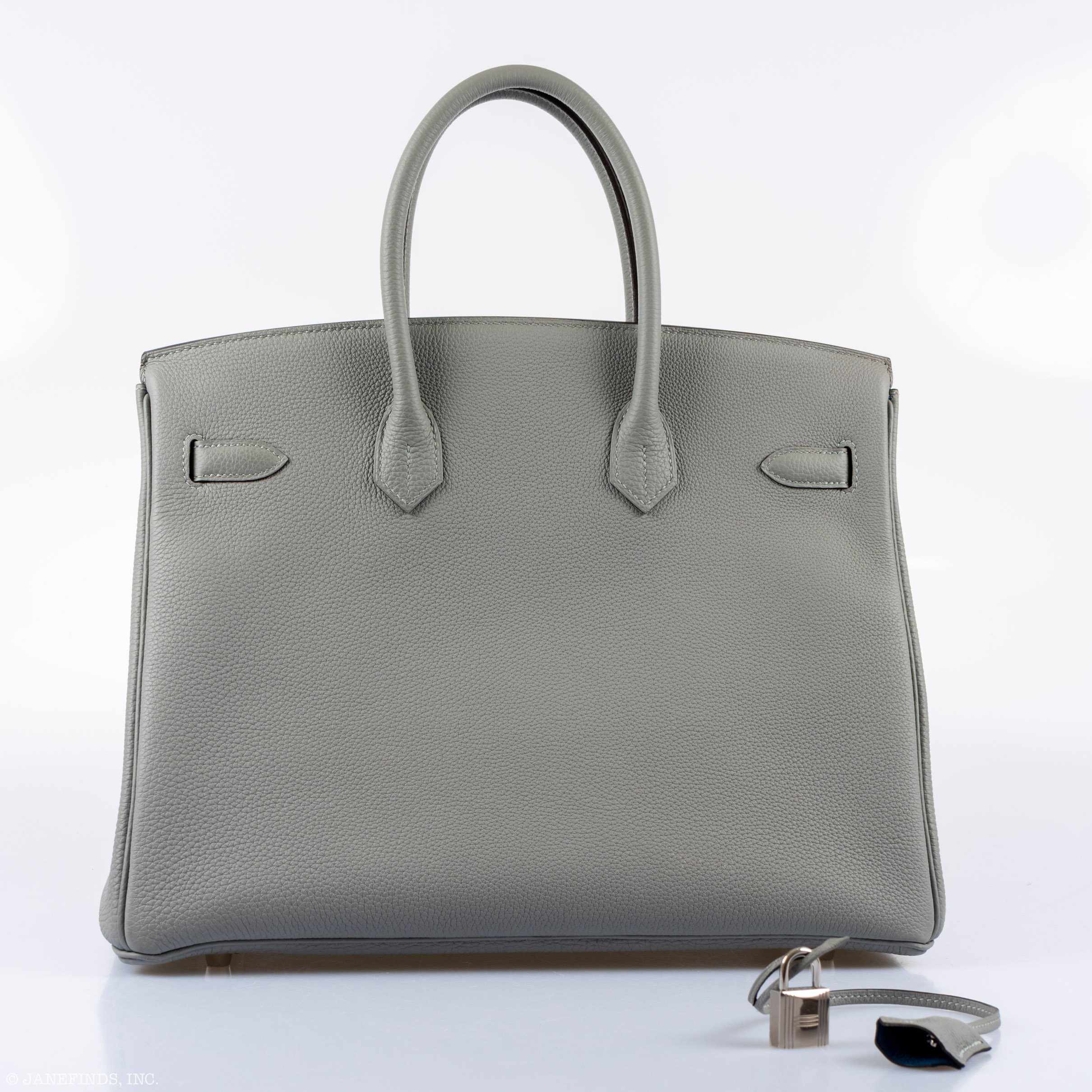 Hermès Birkin 35 Gris Mouette Verso Blue Agate Togo Palladium Hardware - 2016, X