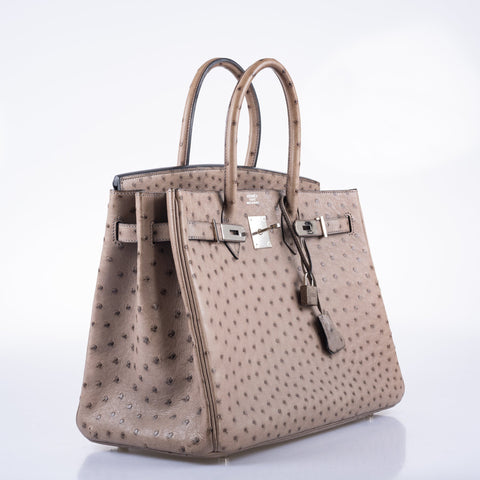 Hermès Birkin 35 Gris Tourterelle Ostrich Palladium Hardware