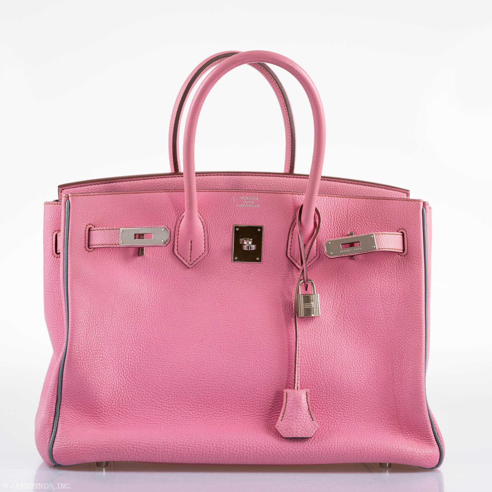 Hermès Birkin 35 HSS 5P Bubblegum Pink & Celeste Togo Palladium Hardware - 2011, Square O
