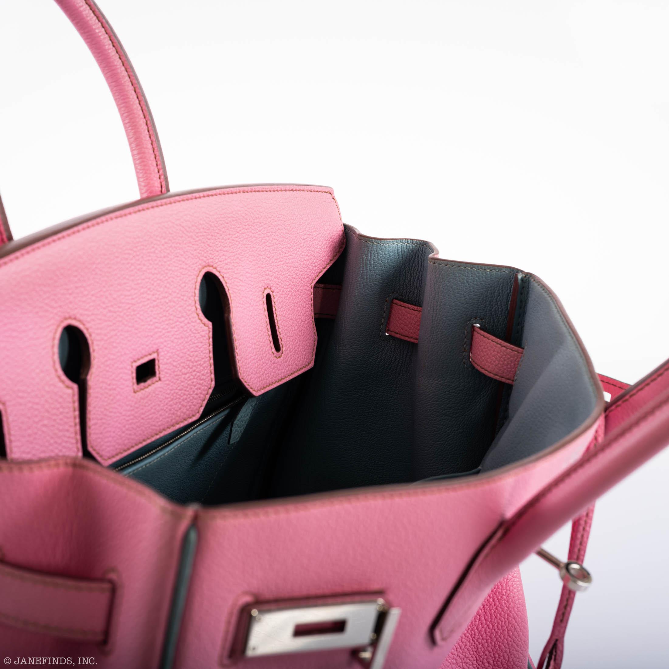 Hermès Birkin 35 HSS 5P Bubblegum Pink & Celeste Togo Palladium Hardware - 2011, Square O