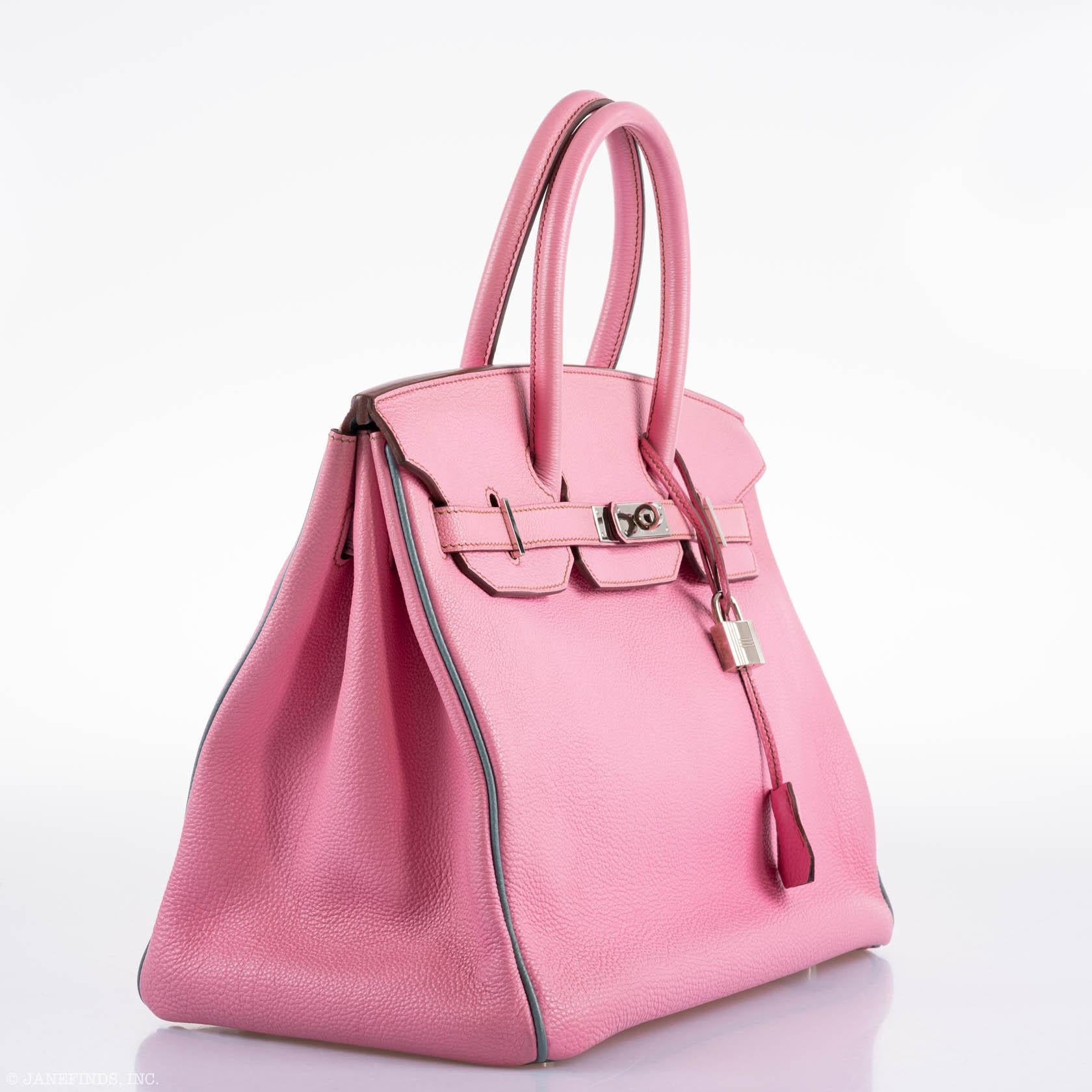 Hermès Birkin 35 HSS 5P Bubblegum Pink & Celeste Togo Palladium Hardware - 2011, Square O