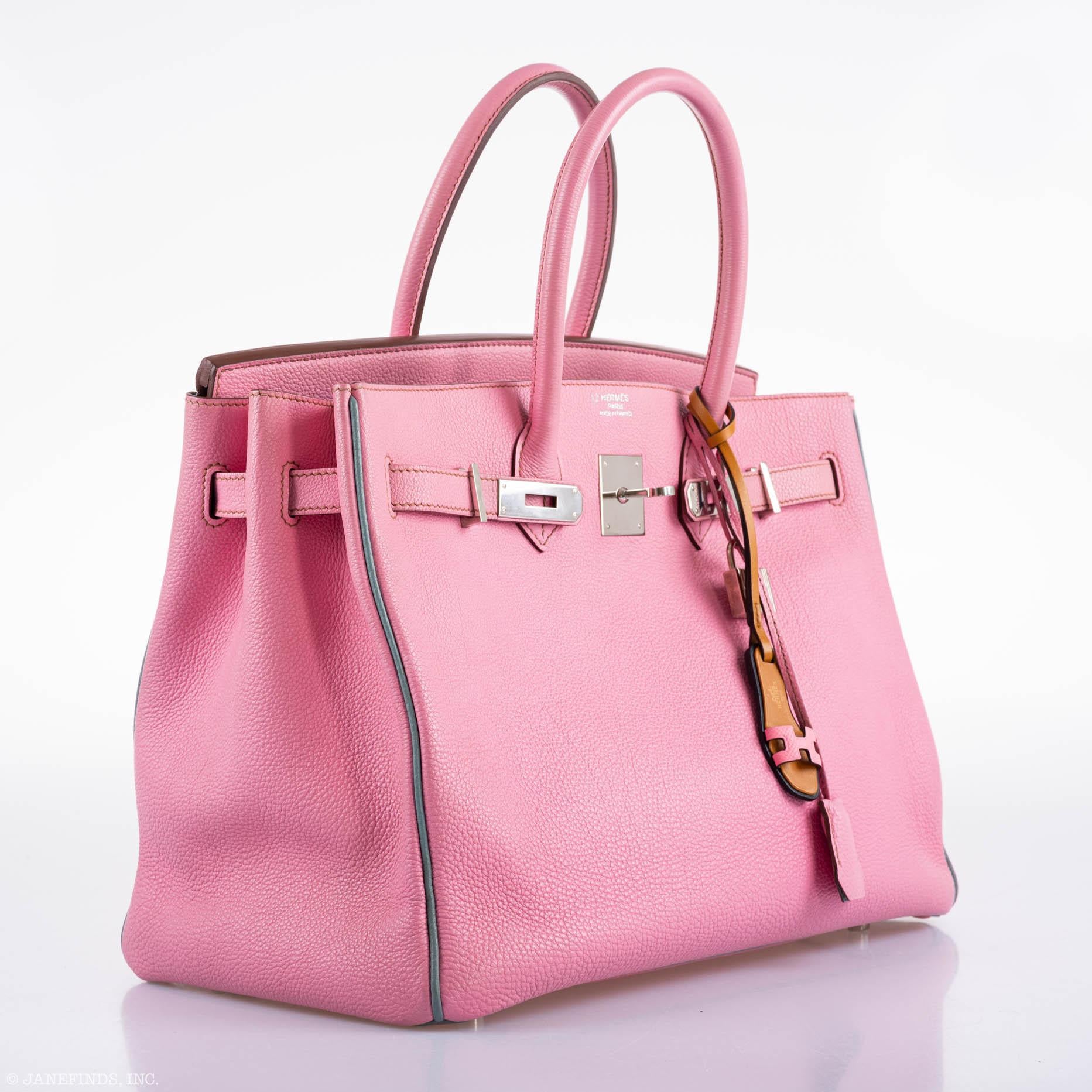 Hermès Birkin 35 HSS 5P Bubblegum Pink & Celeste Togo Palladium Hardware - 2011, Square O