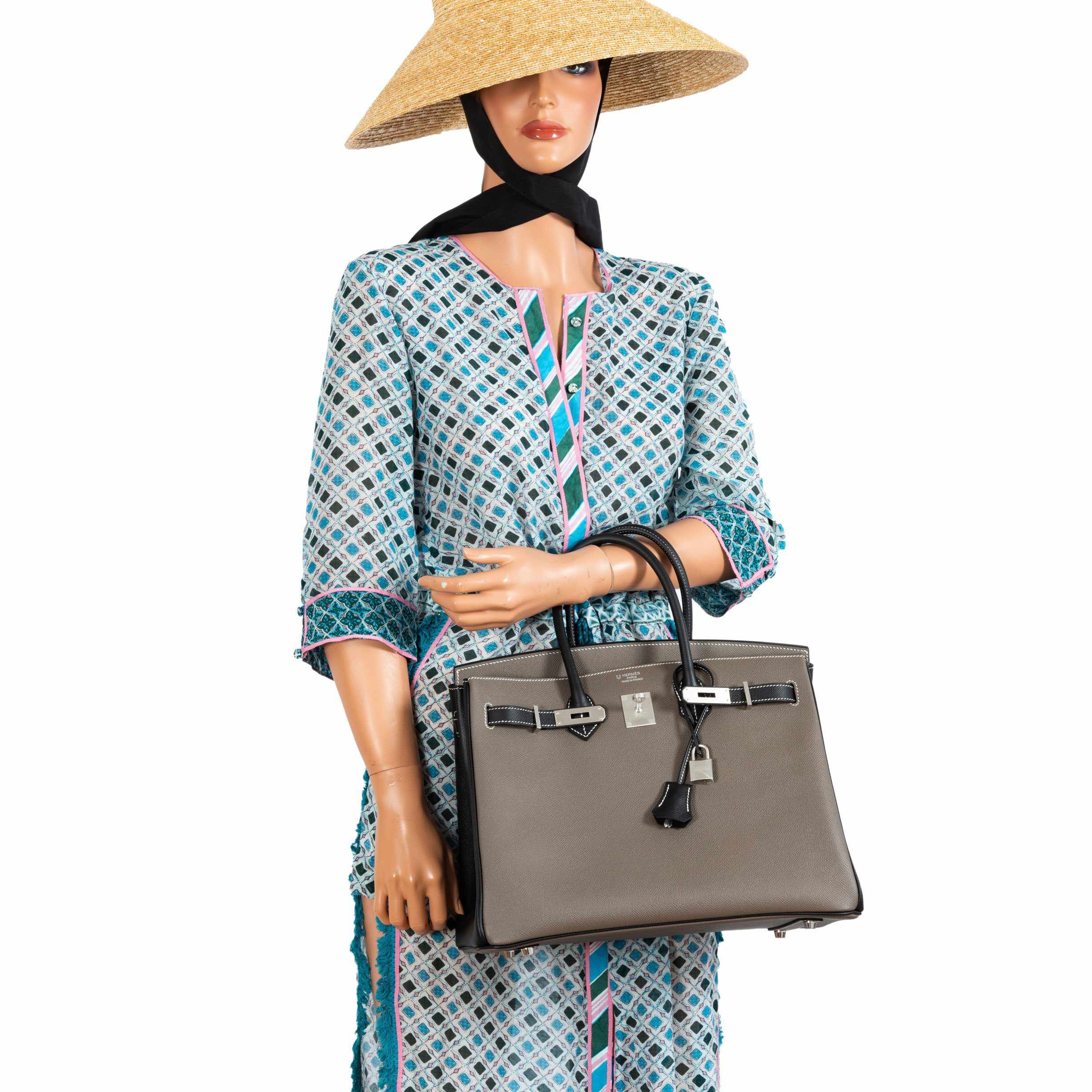 Hermès Birkin 35 HSS Bi-Color Etain & Black Epsom Brushed Palladium Hardware