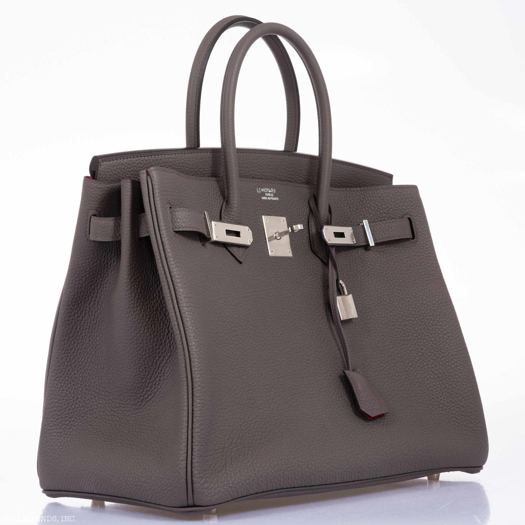 Hermès Birkin 35 HSS Bi-Color Etain & Rouge Vif Togo Palladium Hardware