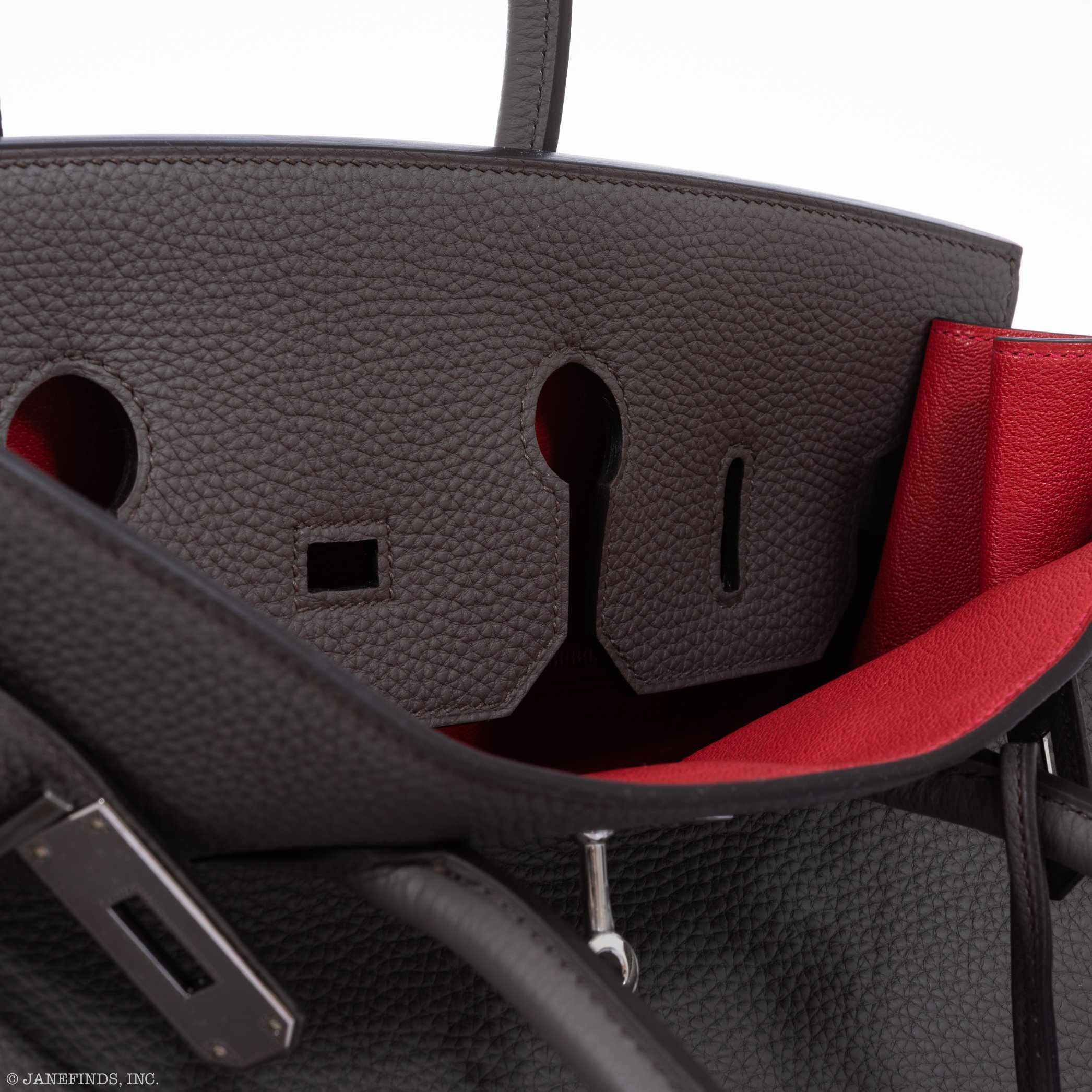 Hermès Birkin 35 HSS Bi-Color Etain & Rouge Vif Togo Palladium Hardware