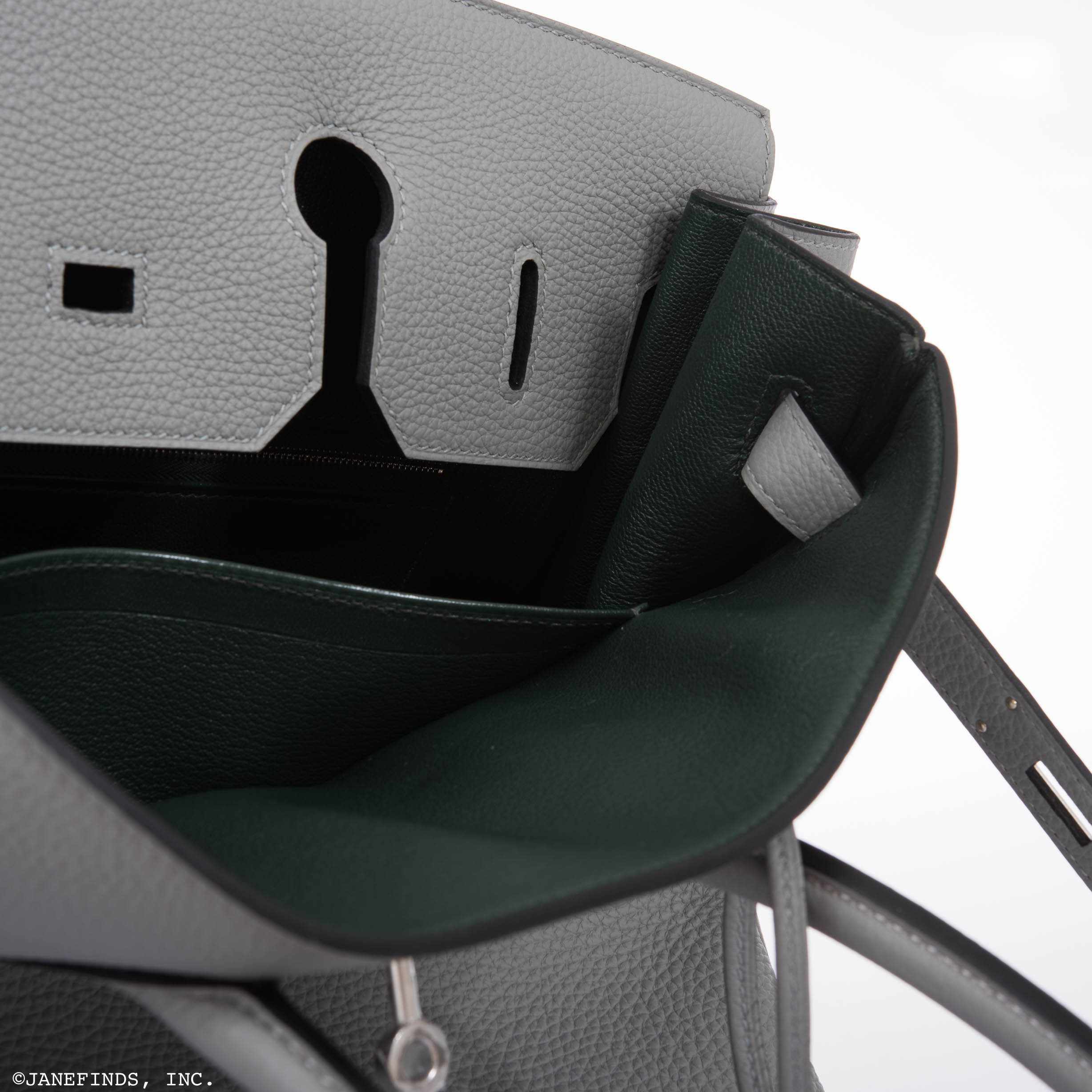 Hermès Birkin 35 HSS Bi-Color Gris Mouette & Vert Fonce Togo Palladium Hardware